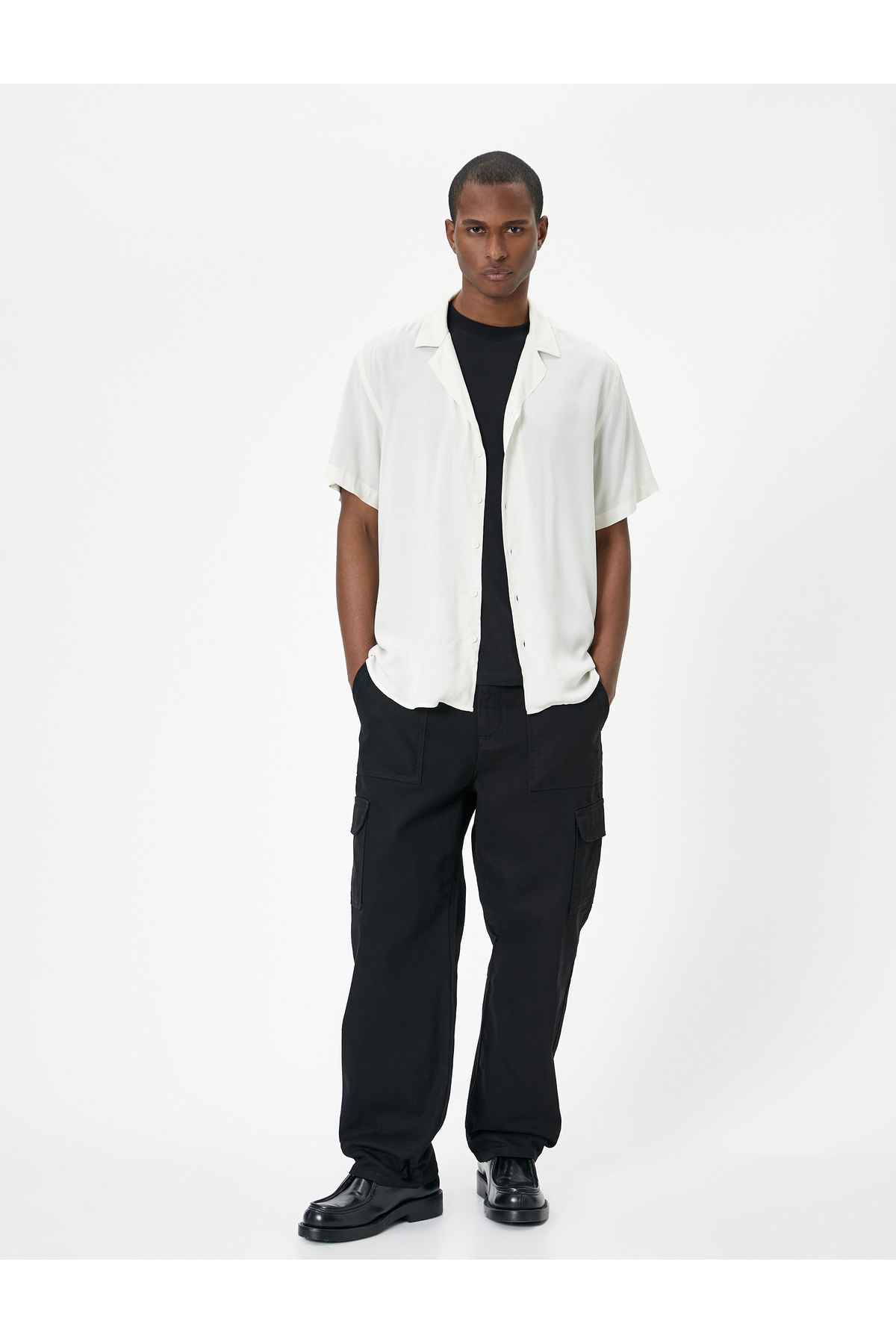 پیراهن تابستانی آستین کوتاه پارچه ویسکوز یقه رو به پایین