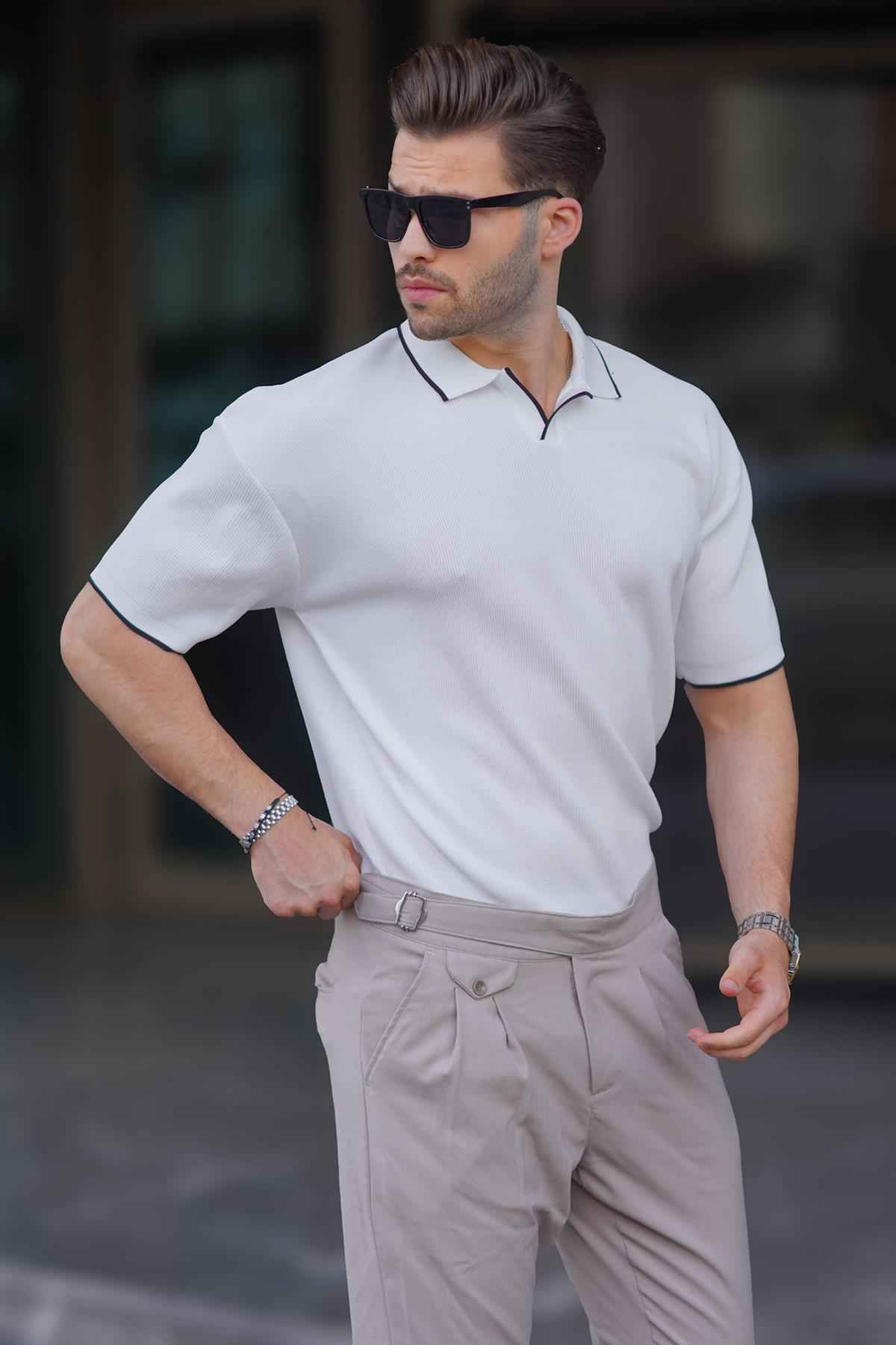 تیشرت مردانه آستین کوتاه یقه پولو مشکی