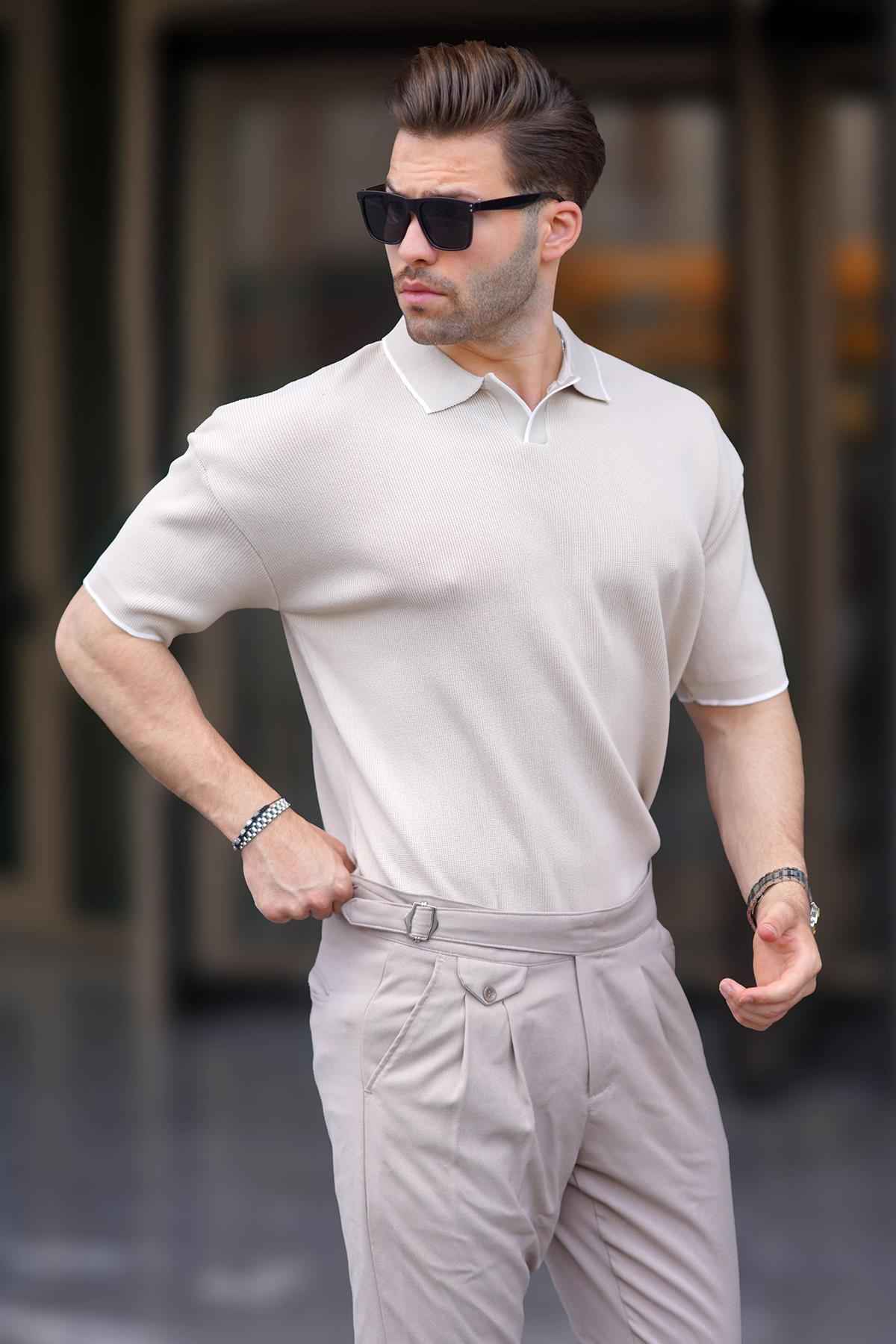 تیشرت مردانه آستین کوتاه یقه پولو مشکی