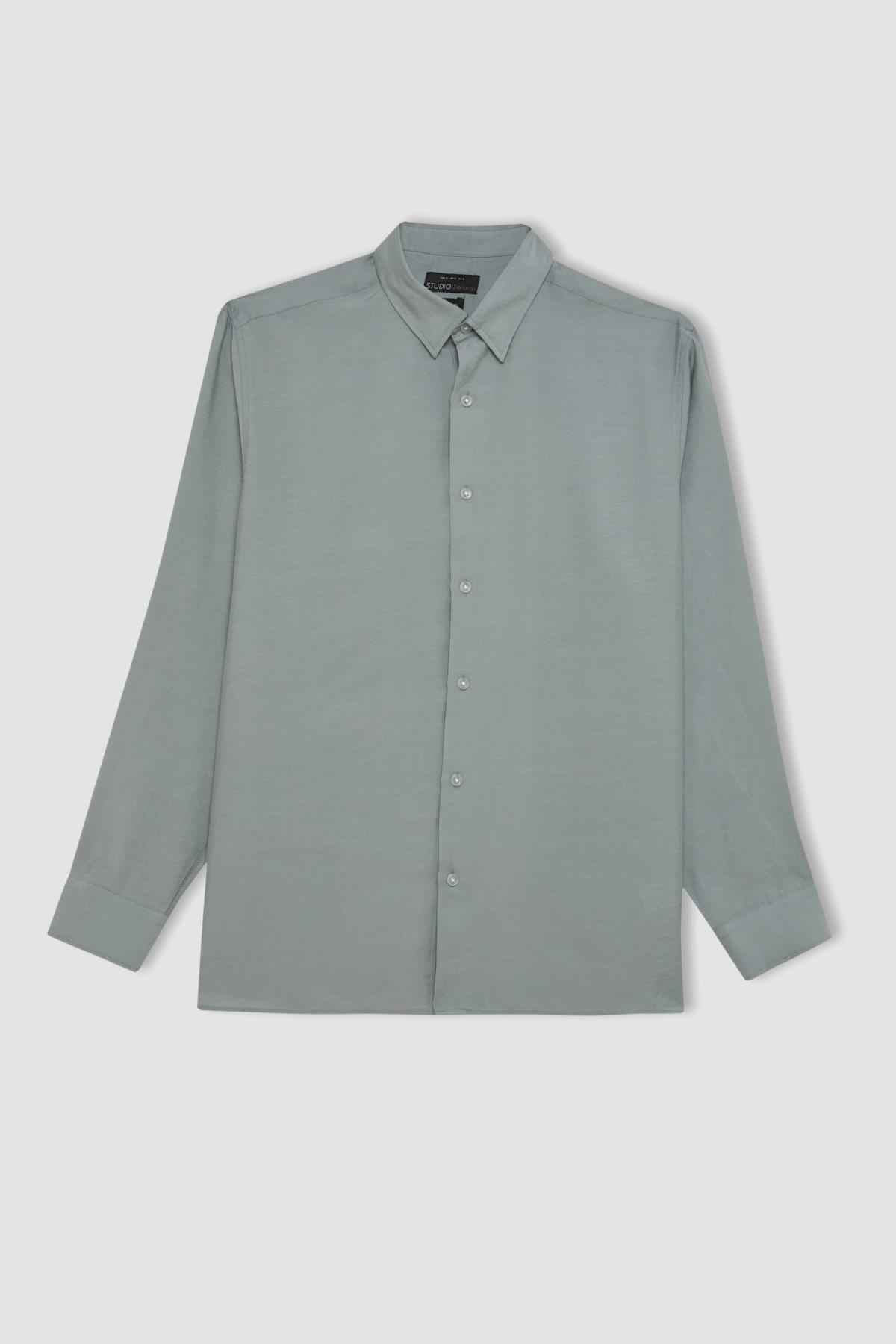 پیراهن آستین بلند یقه پوپلین Relax Fit