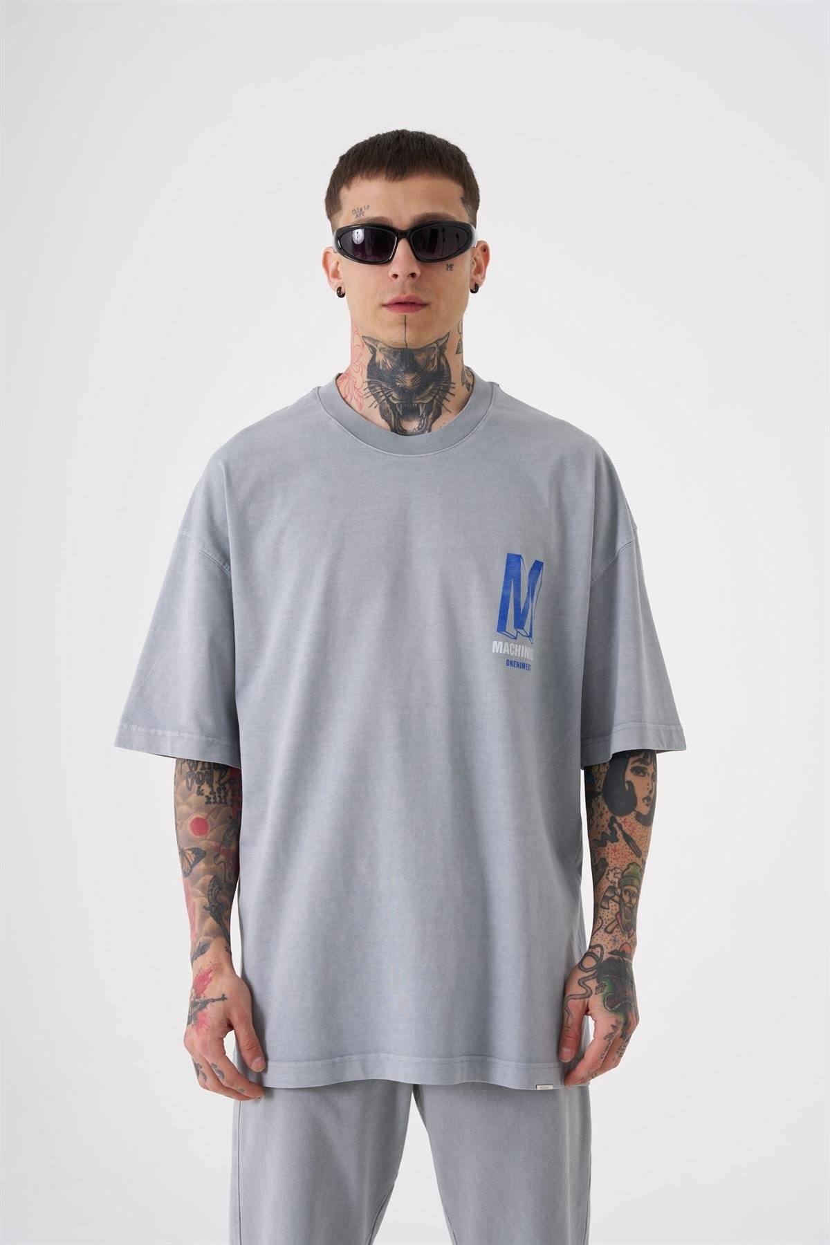 تیشرت پرینت شسته ONENINE87 ASP-BLUE