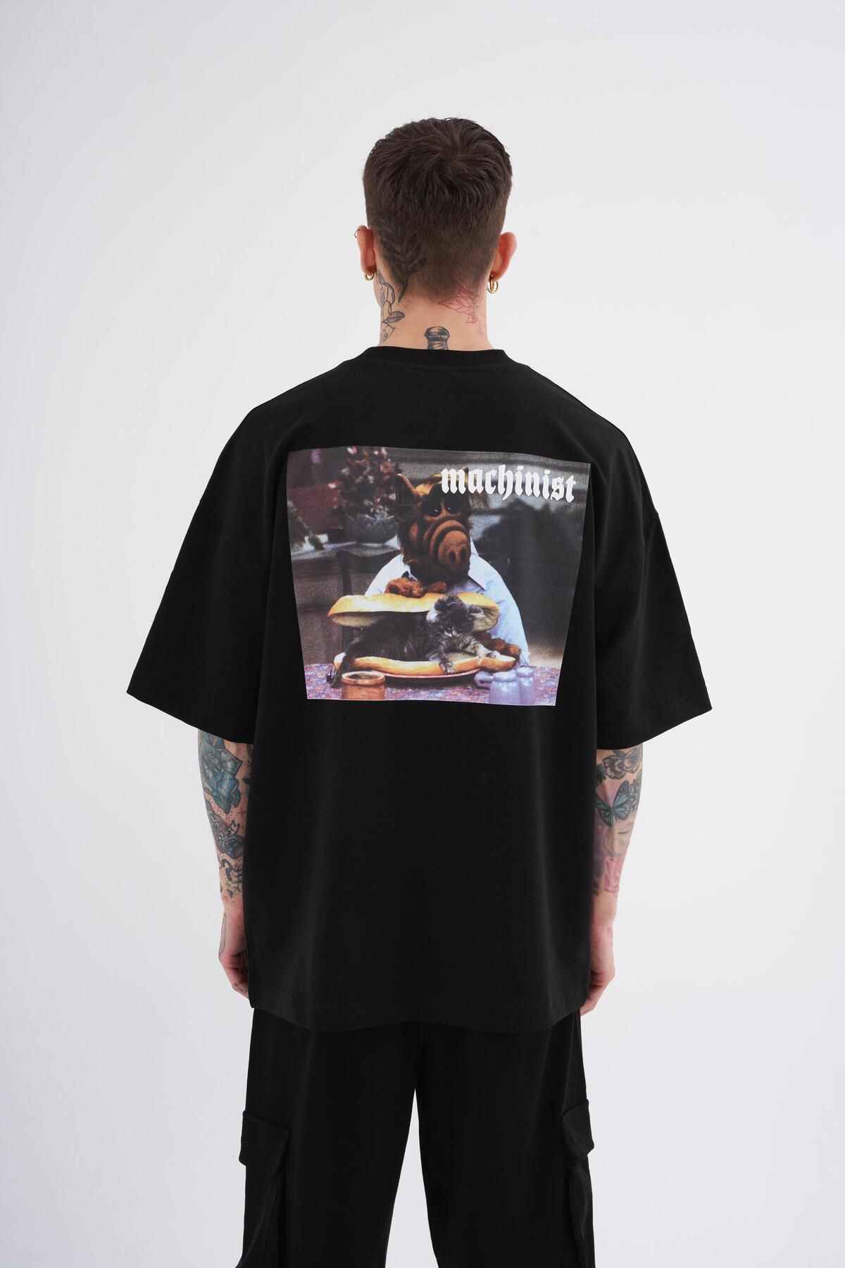 تیشرت مردانه مشکی با چاپ آلف