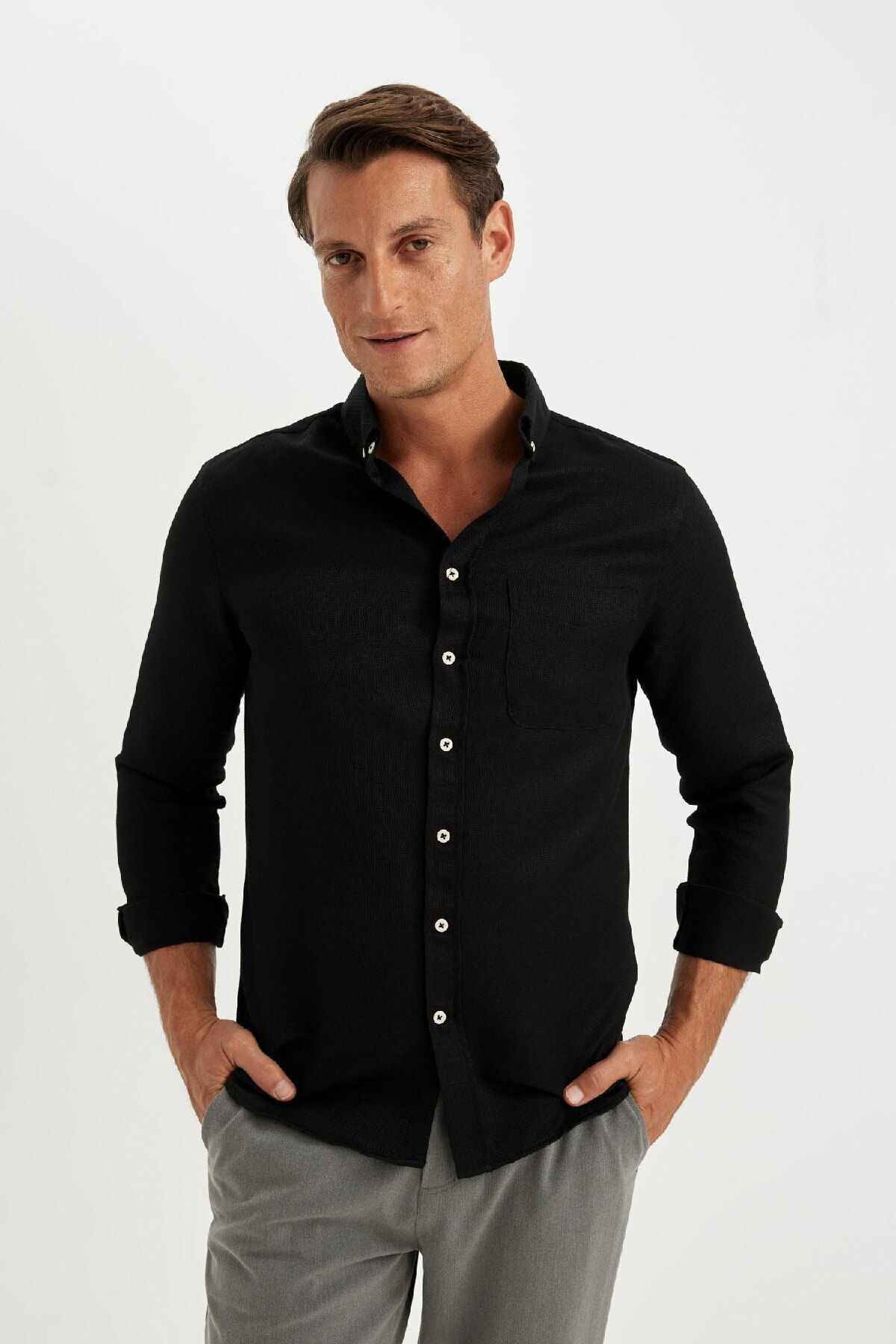 پیراهن آستین بلند یقه باریک و باریک