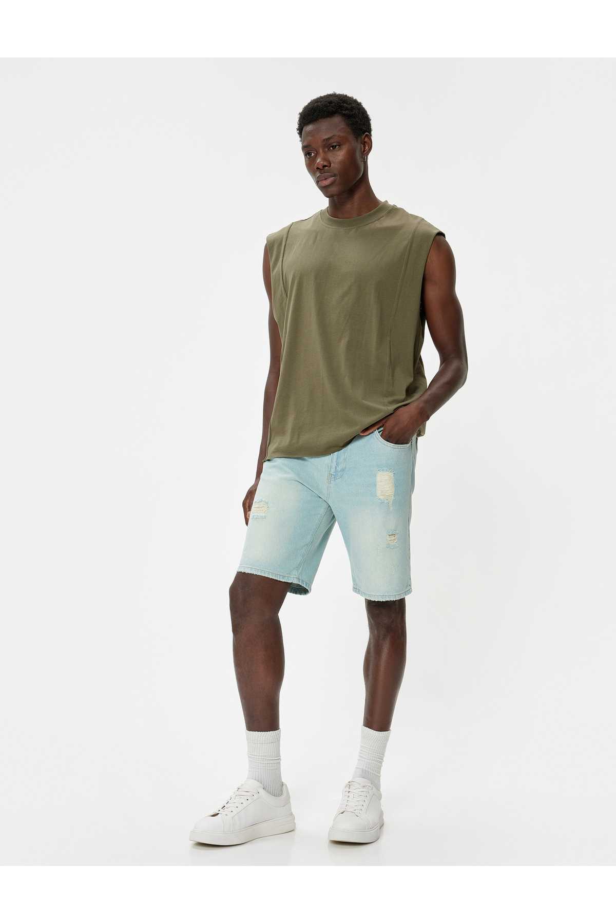 شورت جین سایز بزرگ پنبه ای برمودا