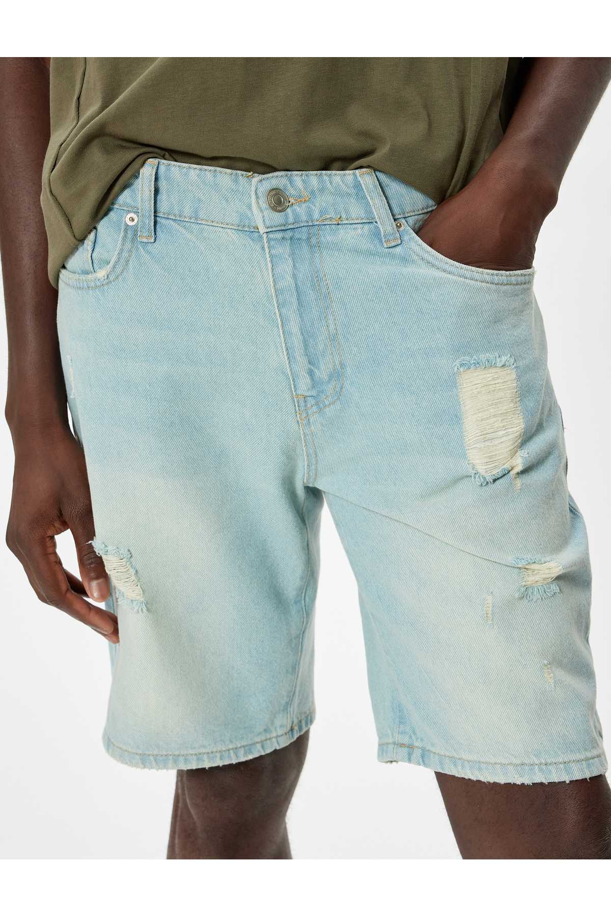شورت جین سایز بزرگ پنبه ای برمودا