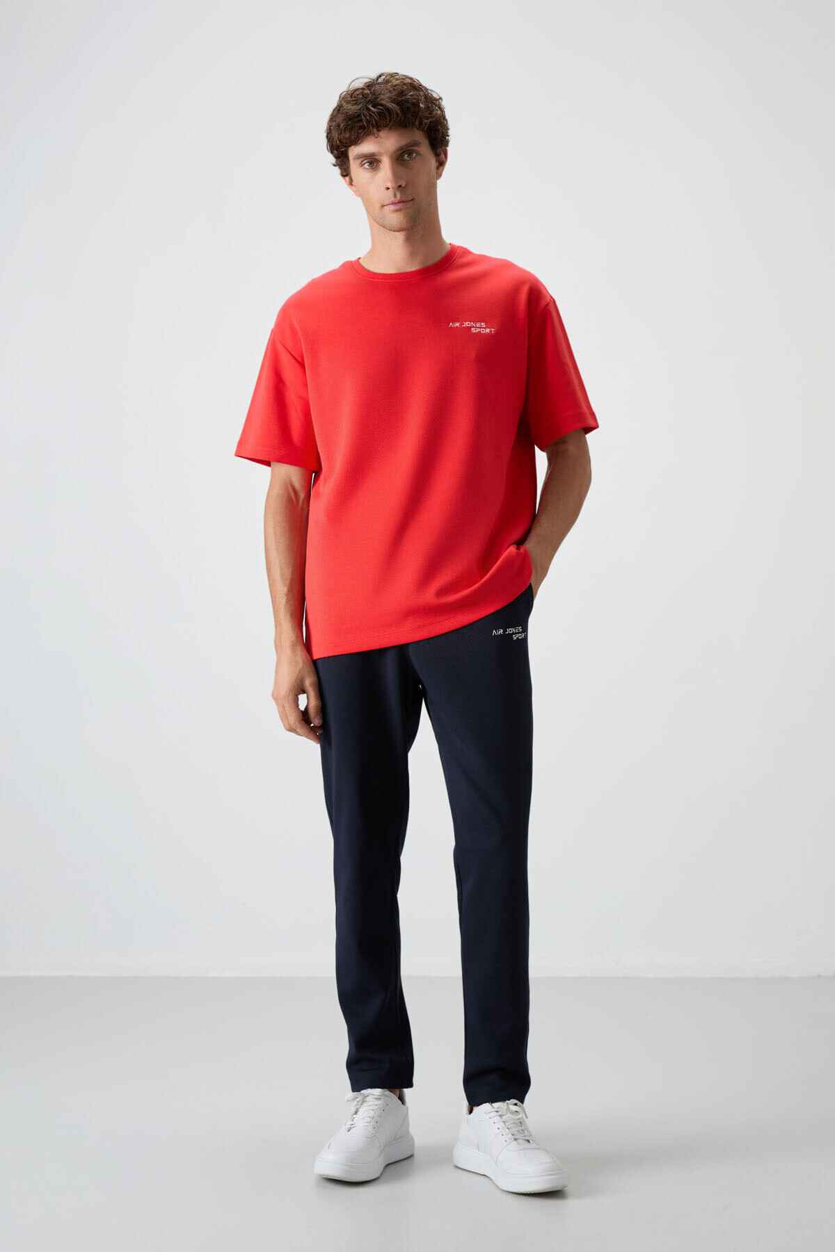 لباس ورزشی مردانه گلدوزی شده با بافت نرم ضخیم ملانژ خاکستری - 85252