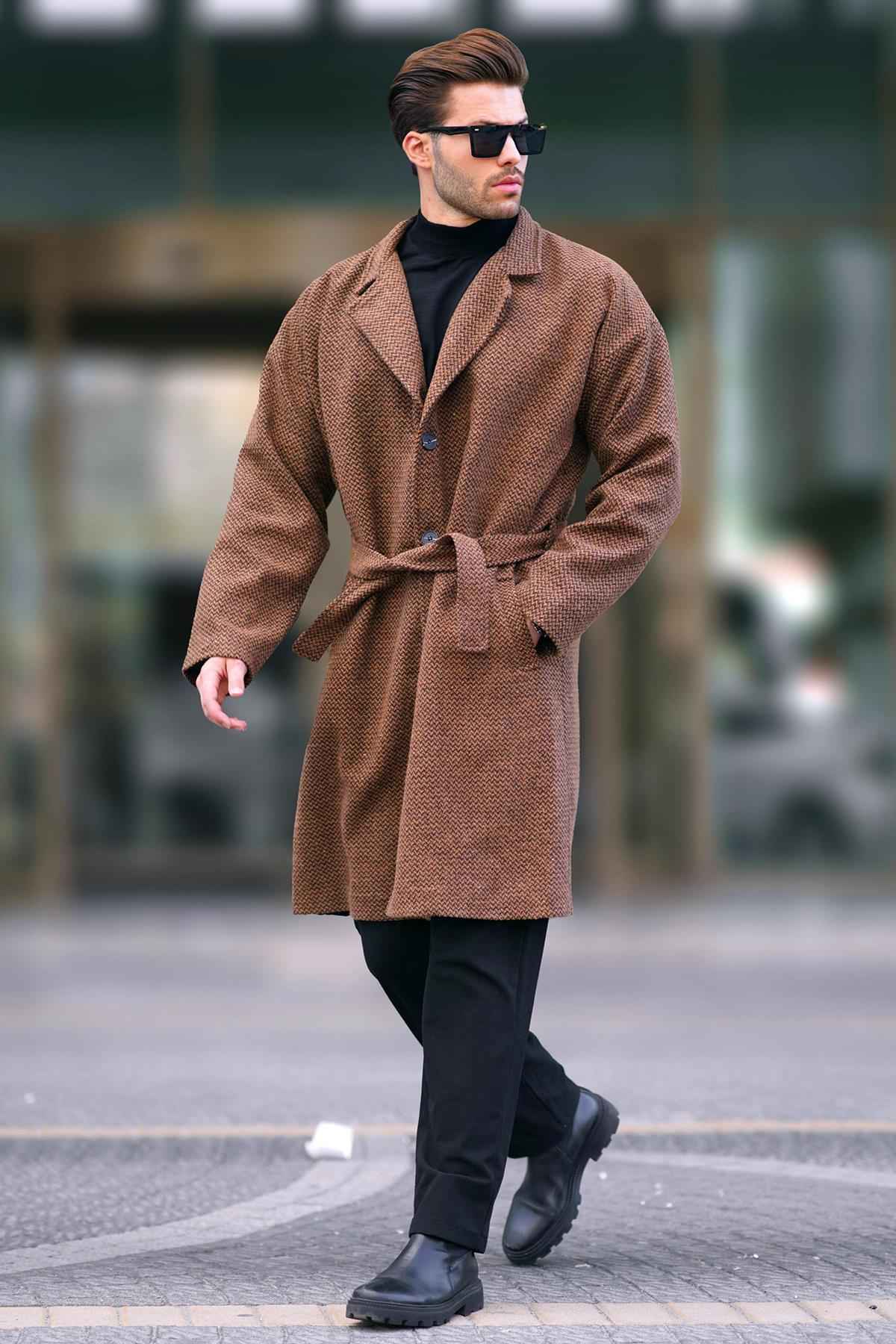 مانتو تمبر طرح دار یقه دو سینه خاکستری