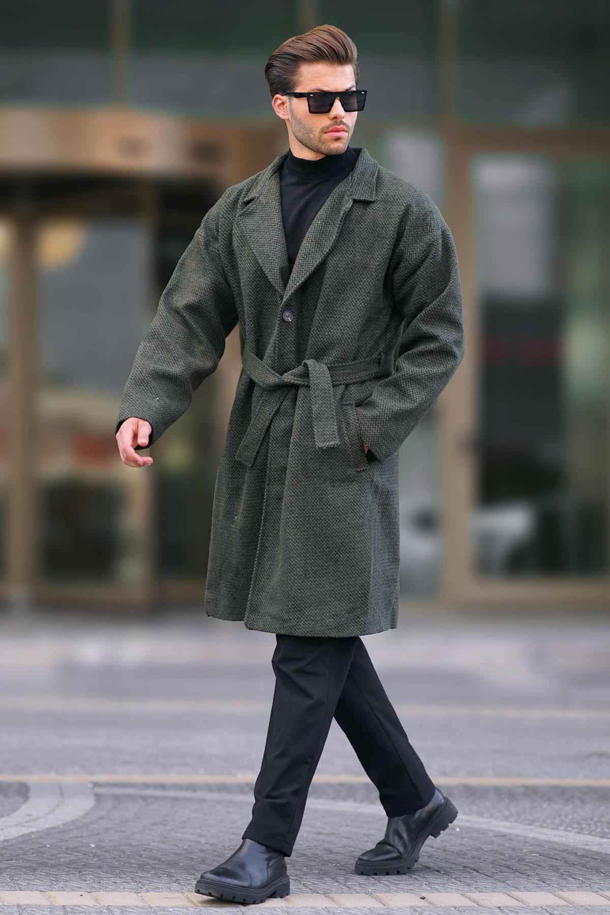 مانتو تمبر طرح دار یقه دو سینه خاکستری