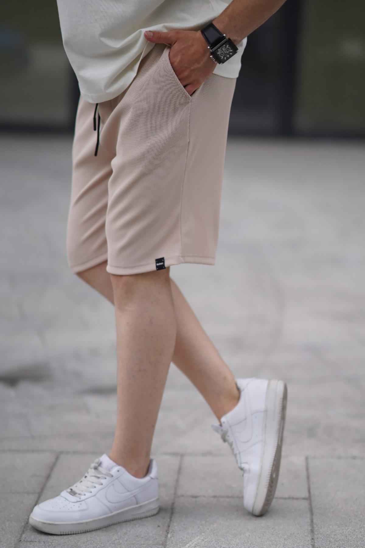 شورت مردانه خاکستری رنگ شده با جیب های کمری قابل تنظیم 6544