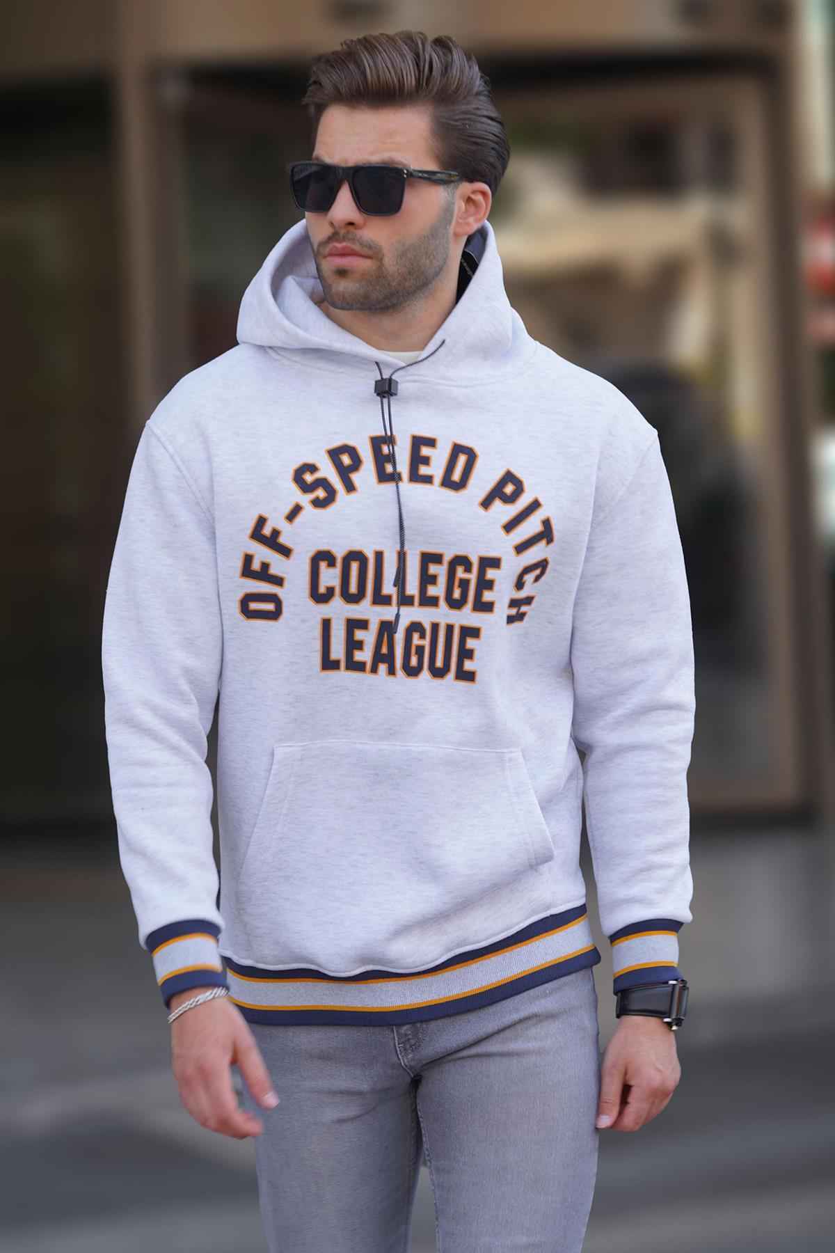 سویشرت مردانه کلاهدار آنتراسیت با چاپ جزئیات جیبی