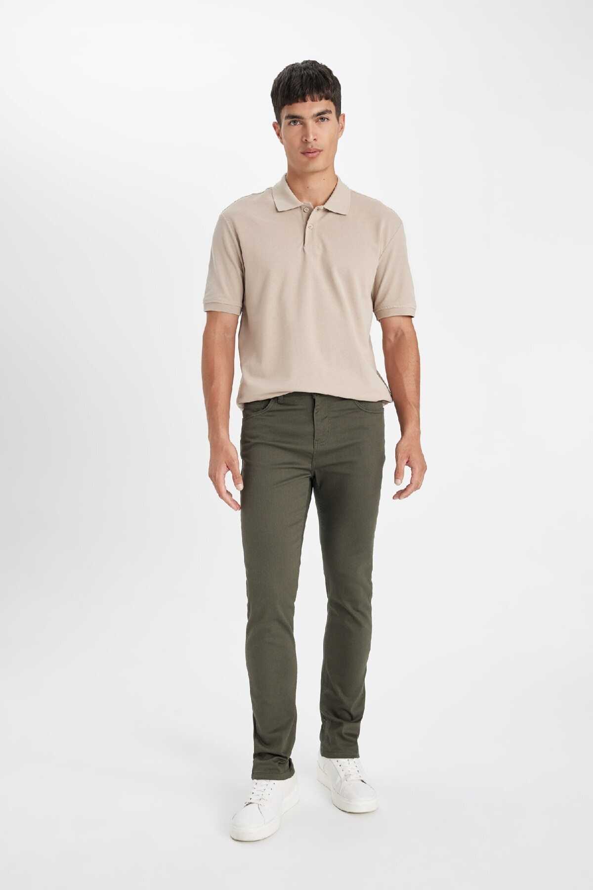 شلوار لاغر مردانه رنگ سنگی با جیب C9436ax24au