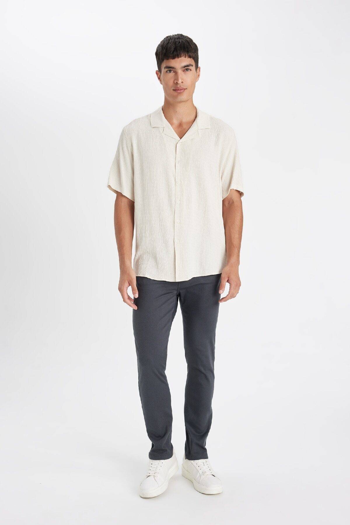 شلوار لاغر مردانه رنگ سنگی با جیب C9436ax24au