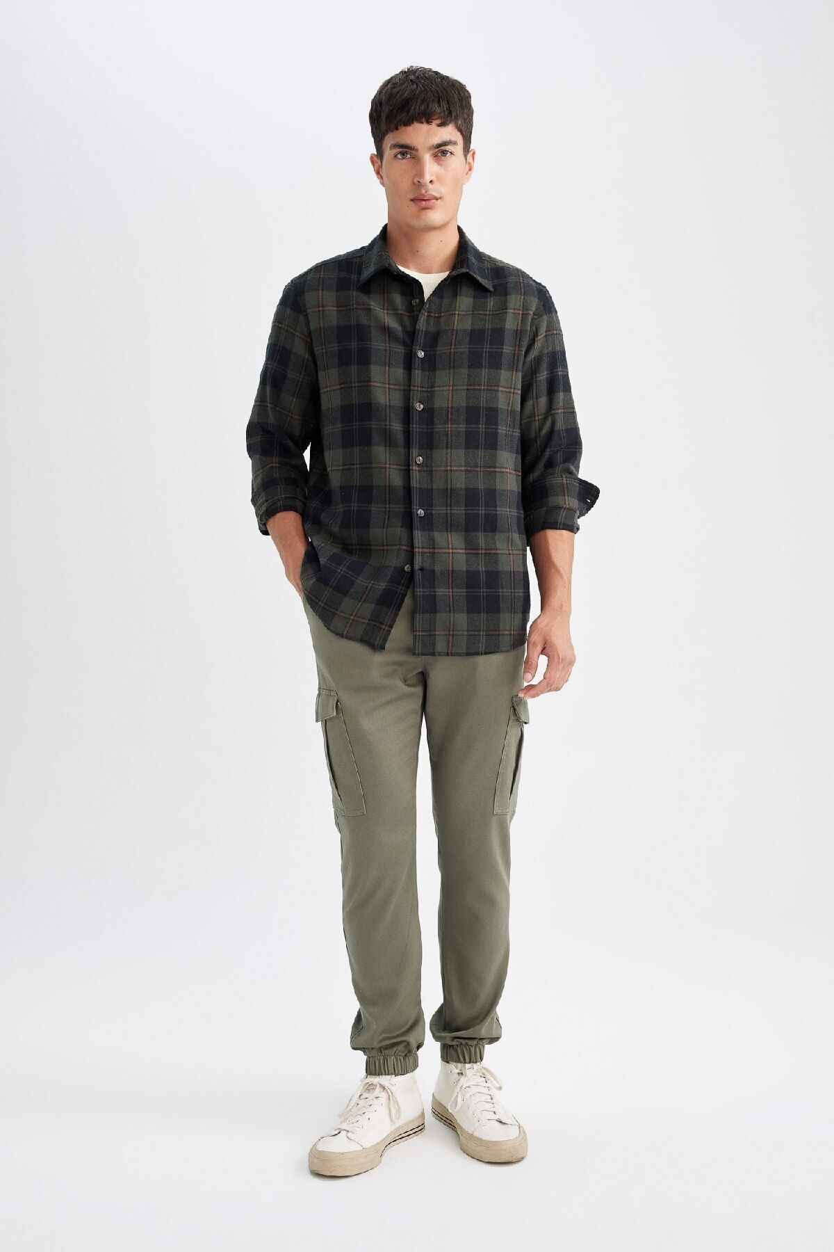 شلوار جیبی باری مردانه توری کمردار الاستیک ساق دونده D1044ax24au