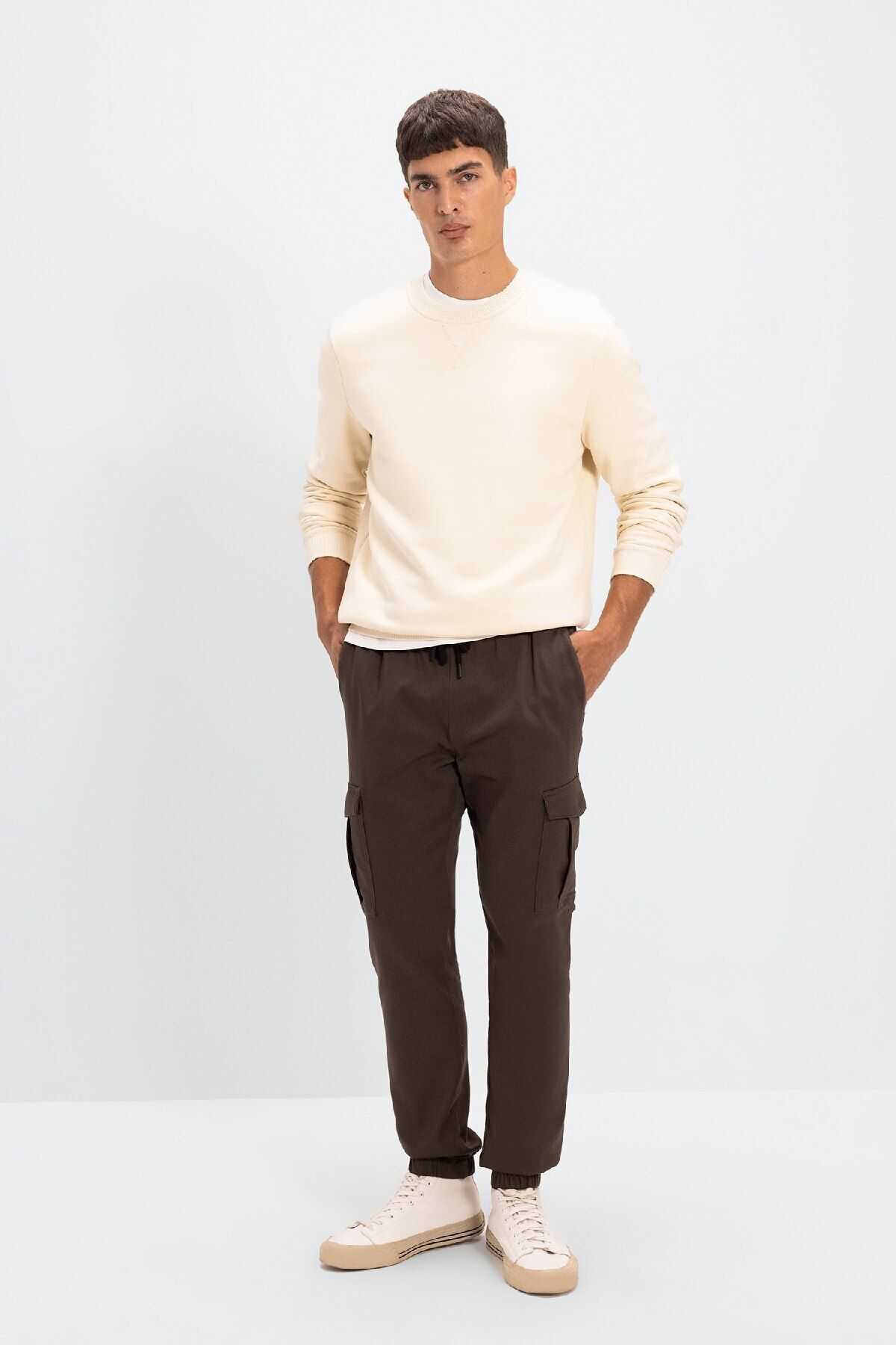 شلوار جیبی باری مردانه توری کمردار الاستیک ساق دونده D1044ax24au