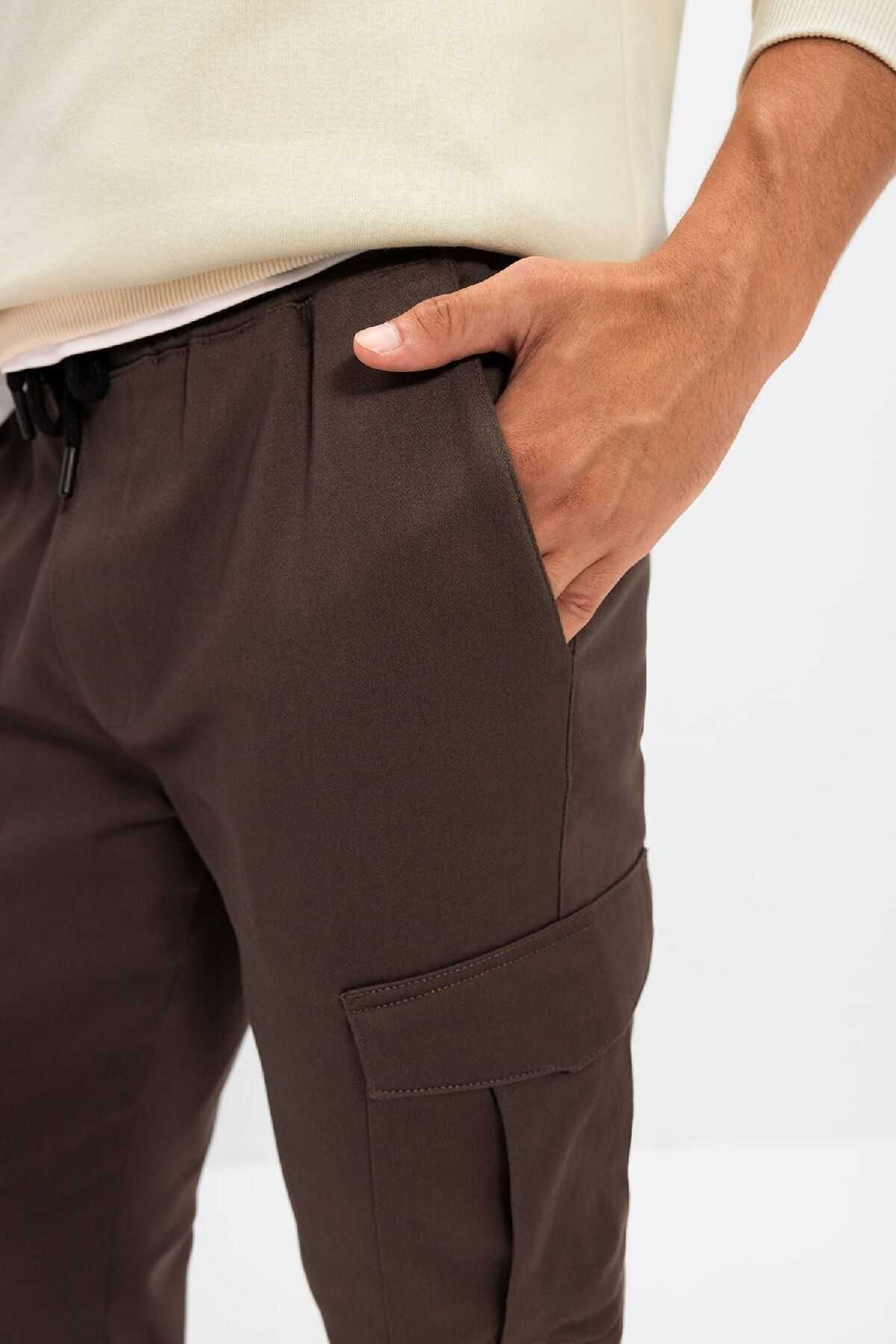 شلوار جیبی باری مردانه توری کمردار الاستیک ساق دونده D1044ax24au