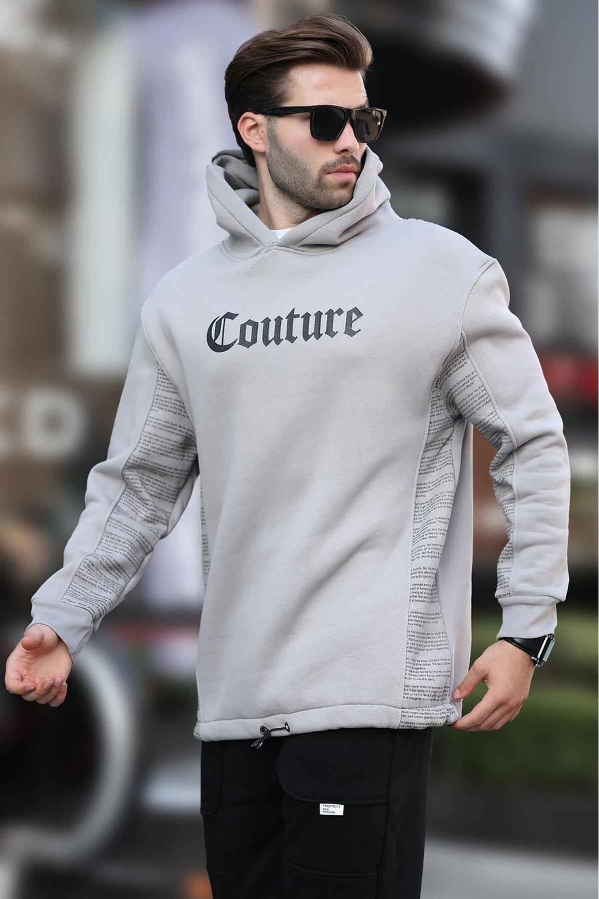 سویشرت مردانه طرح دار خاکستری رنگ شده