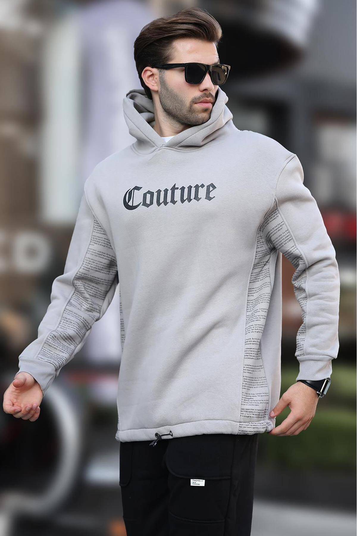 سویشرت مردانه طرح دار خاکستری رنگ شده