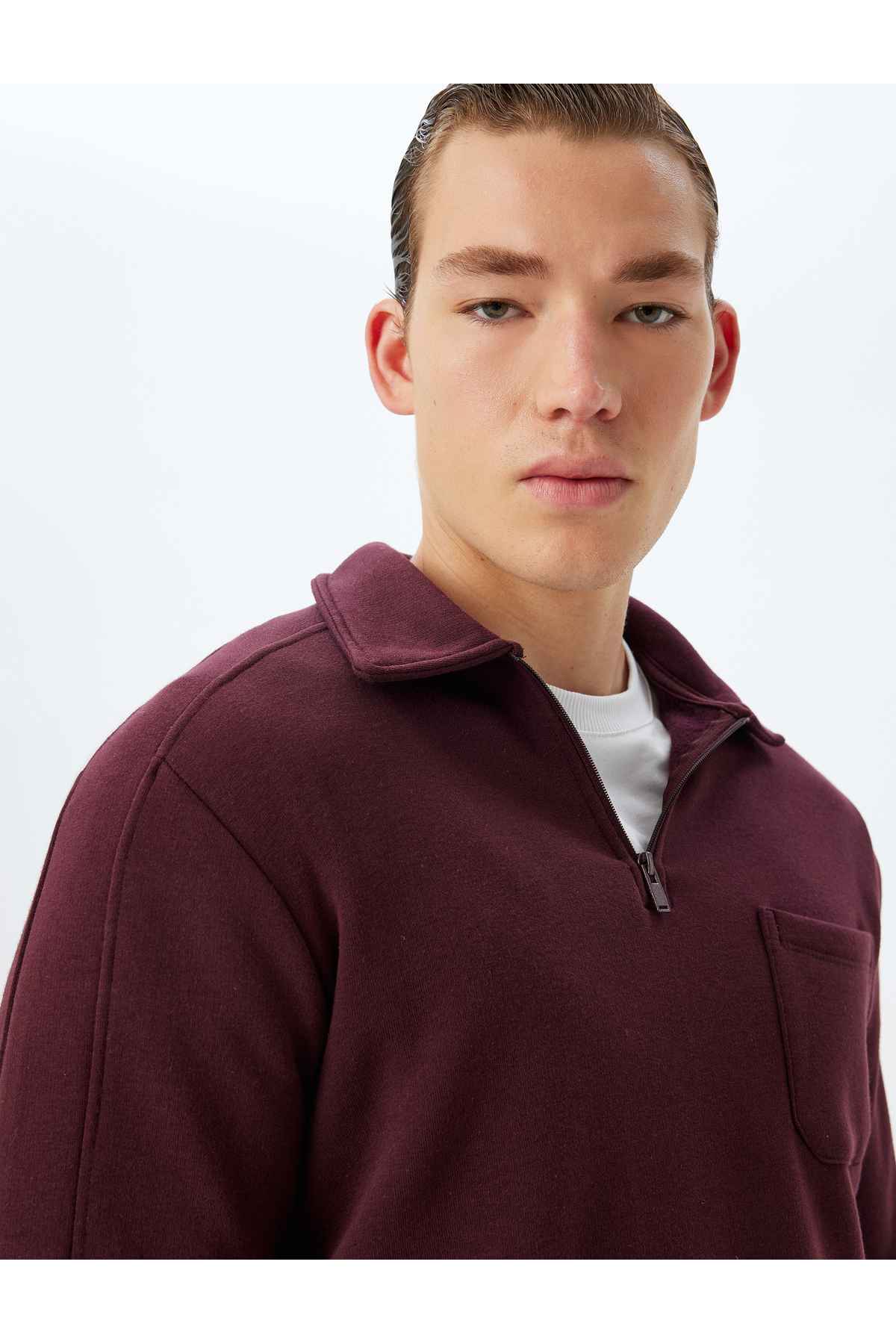 سویشرت یقه یقه دار پایه آستین بلند ترکیبی از پنبه