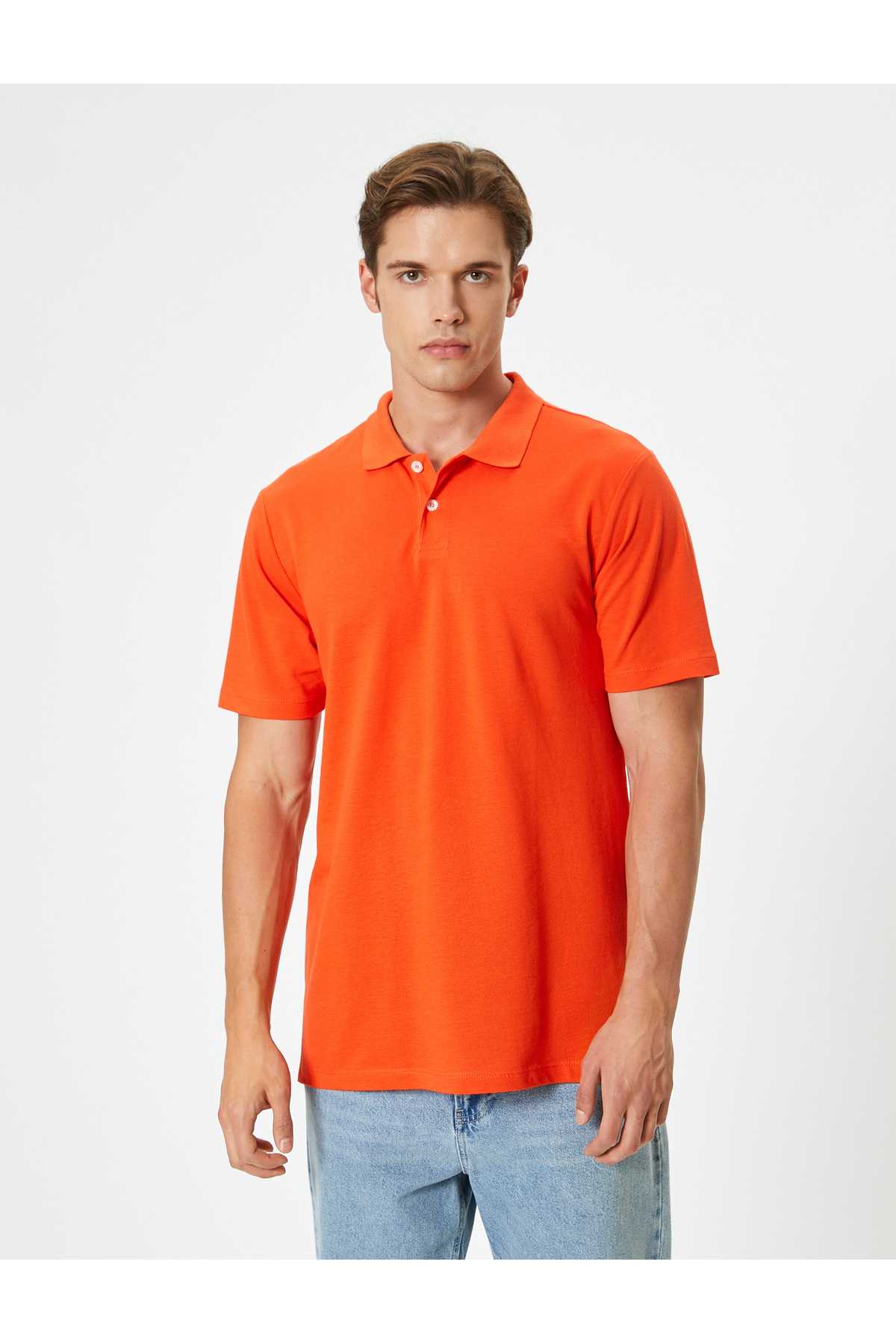 تیشرت اسلیم فیت یقه پولو آستین کوتاه نخی