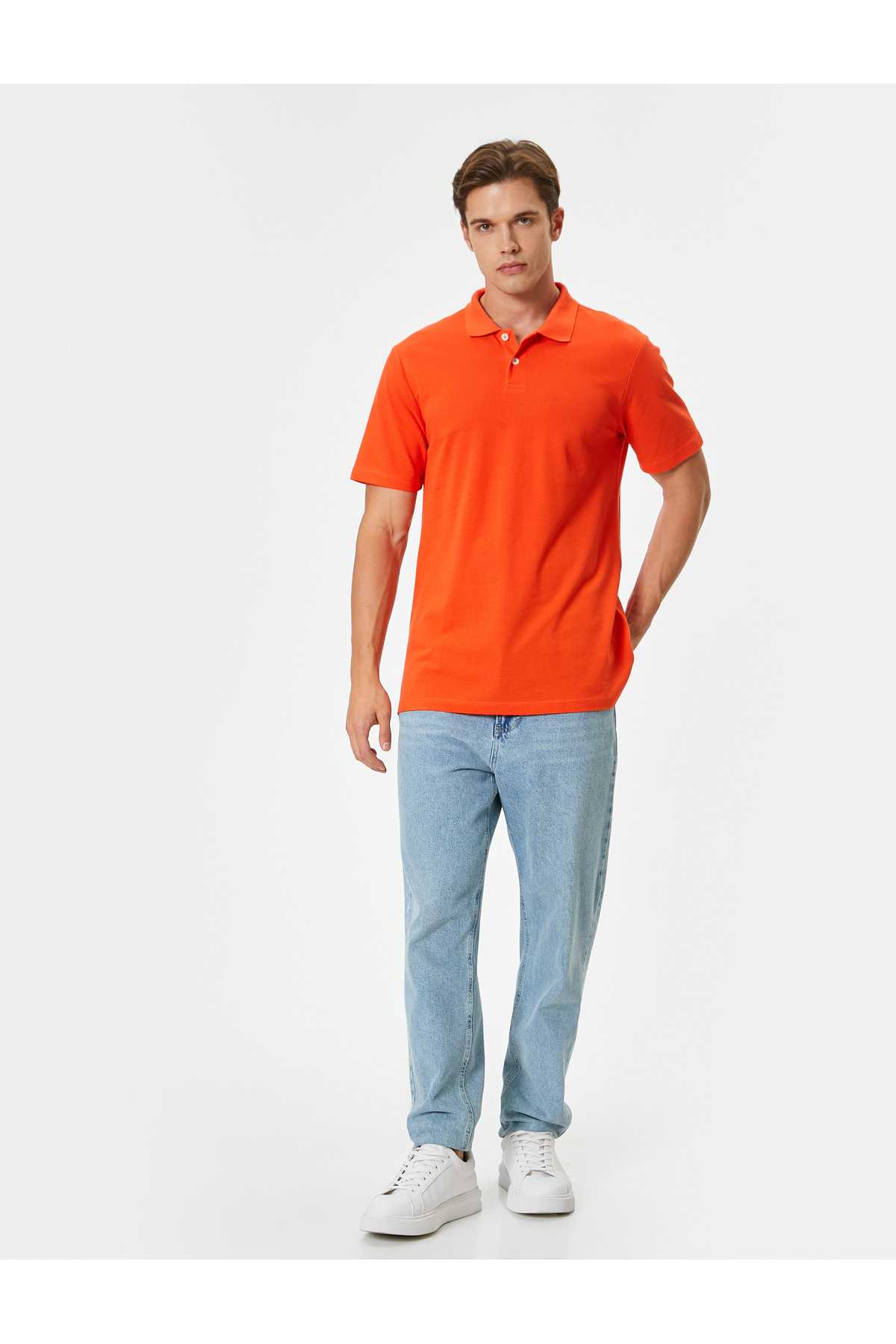 تیشرت اسلیم فیت یقه پولو آستین کوتاه نخی