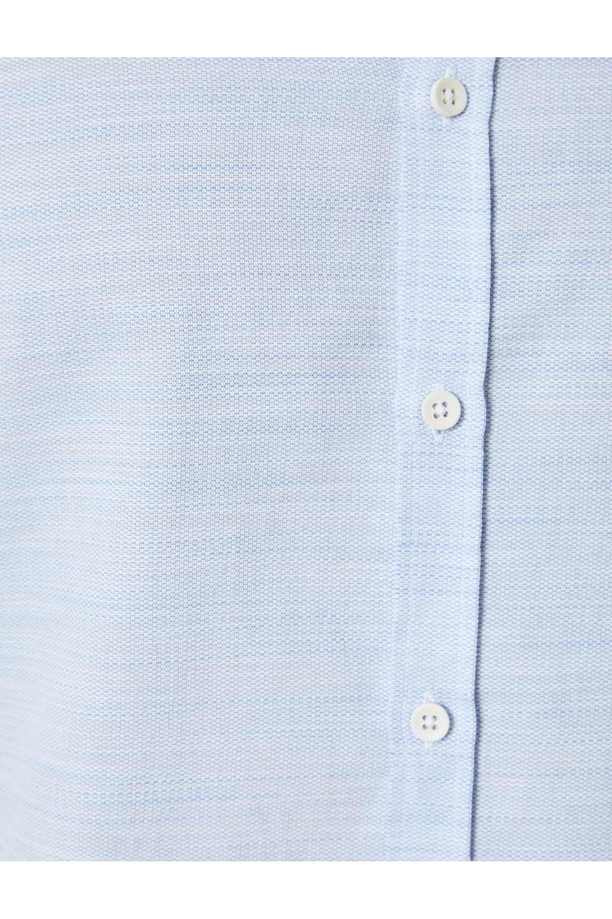 پیراهن باریک یقه کلاسیک آستین بلند دکمه دار نخی