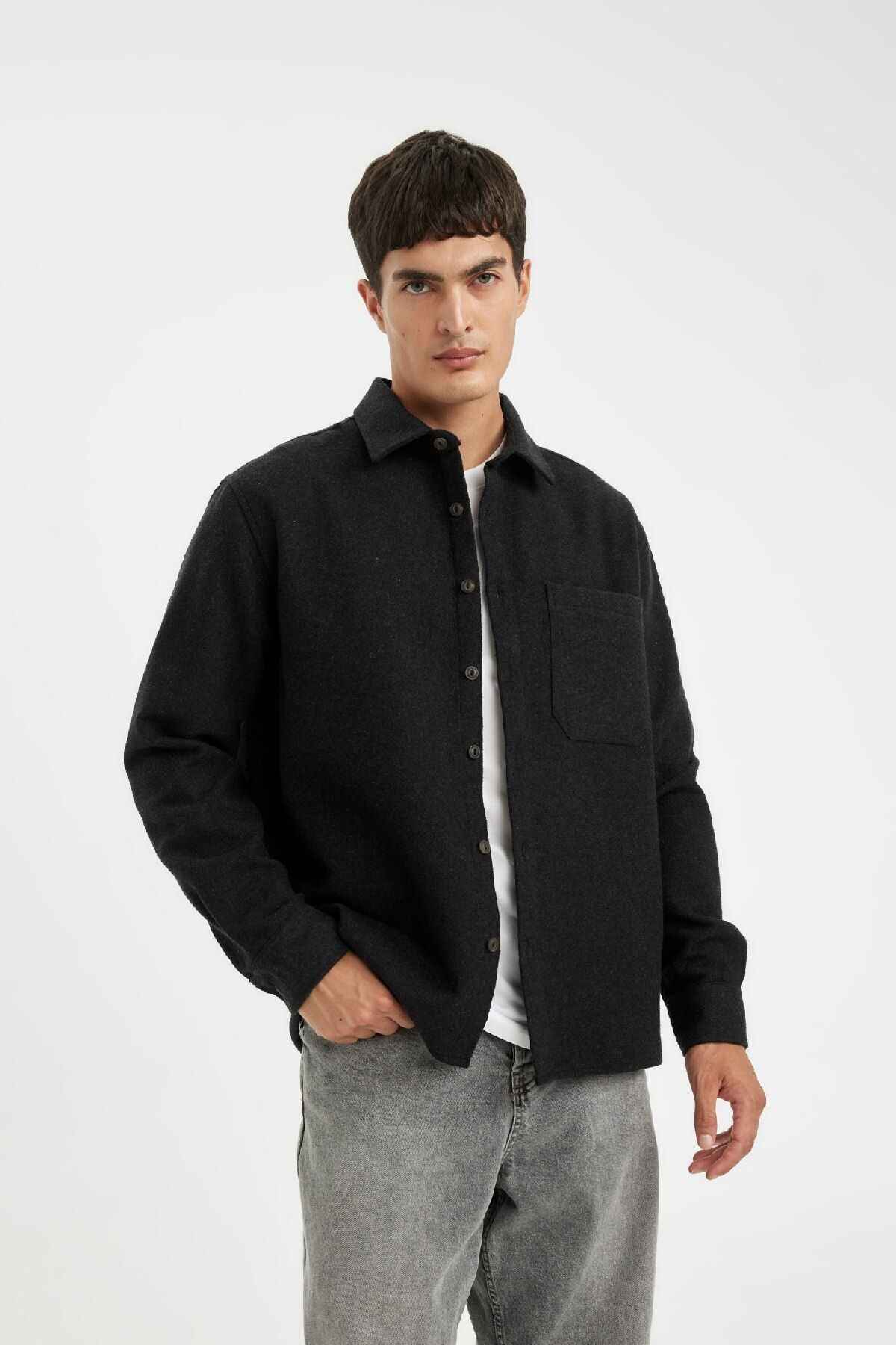 پیراهن آستین بلند پنبه ای معمولی متناسب با برش معمولی D2622ax24au