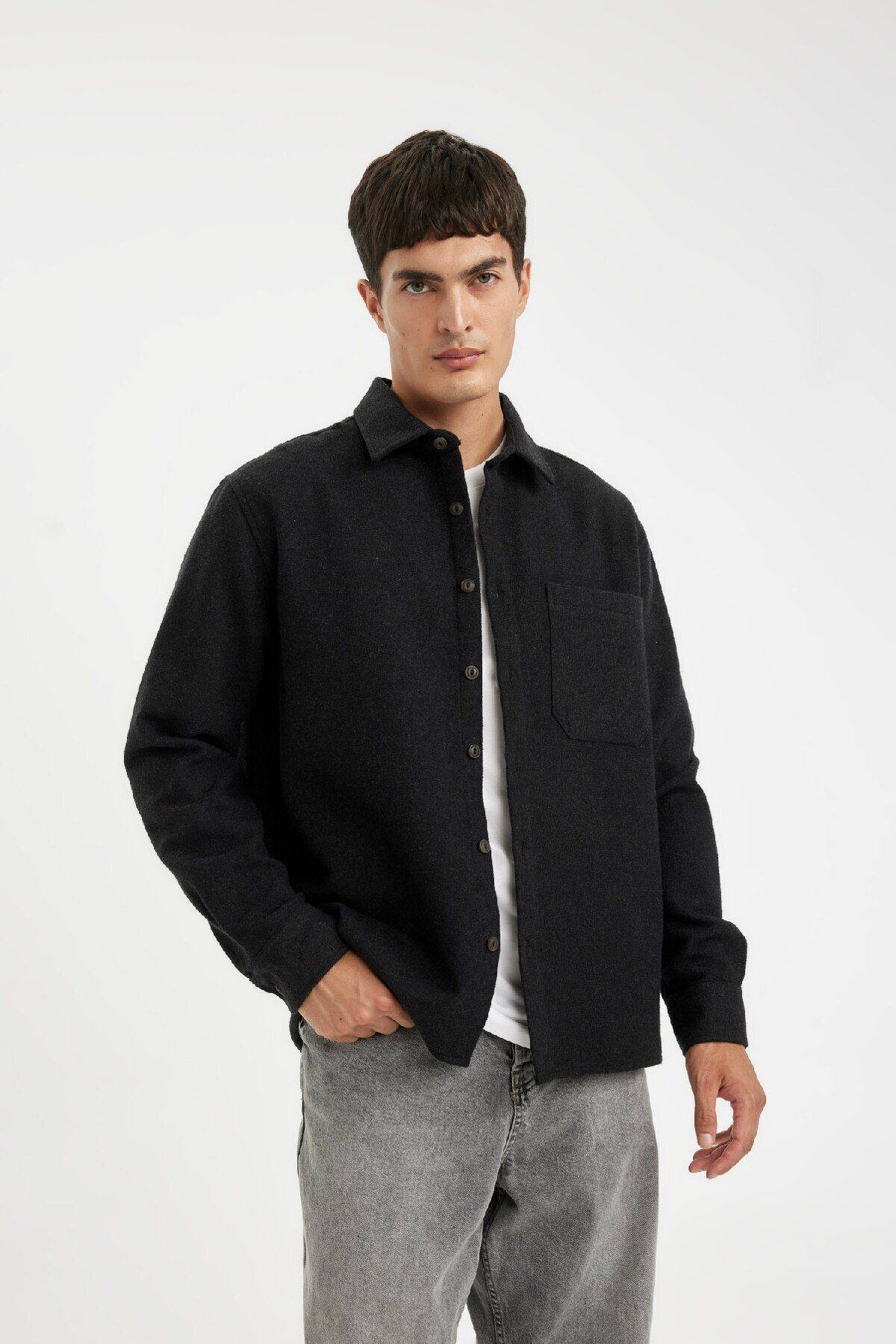 پیراهن آستین بلند پنبه ای معمولی متناسب با برش معمولی D2622ax24au