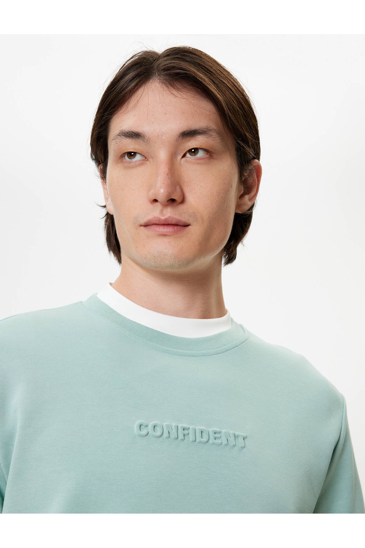 Sweatshirt یقه خدمه شعار چاپ آستین بلند پارچه پنبه ای