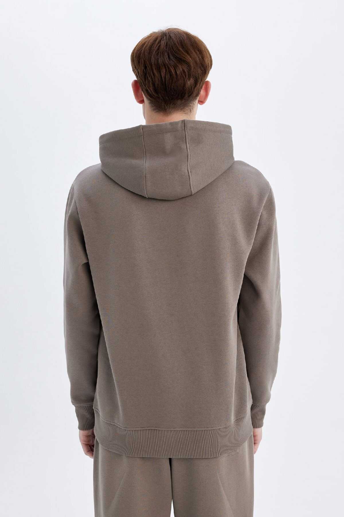 سویشرت ساده ساده کلاهدار با جیب قهوه ای و داخل آن X8283az24au