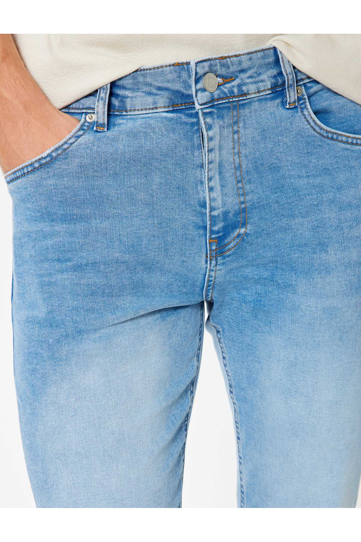 شلوار جین لاغر با کمر منظم دکمه دار - Michael Jean