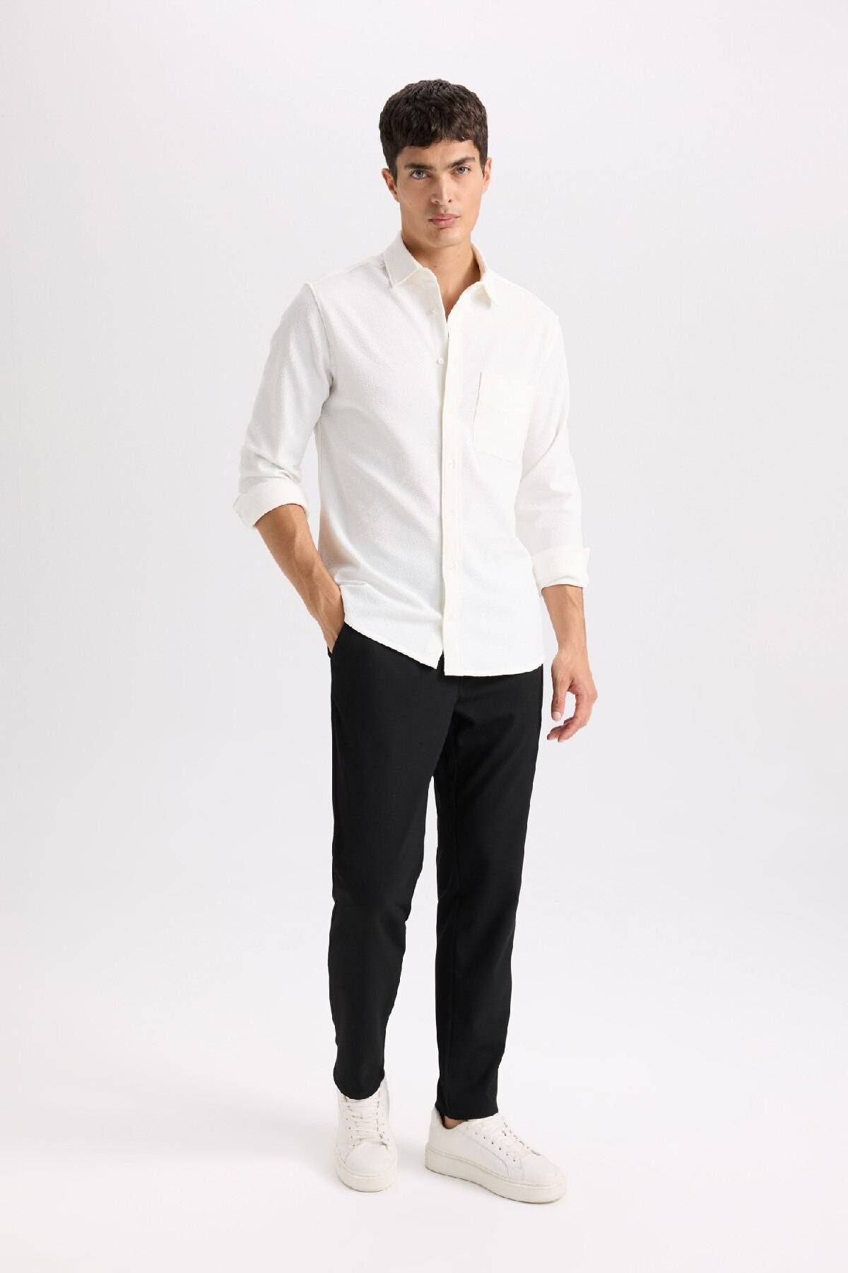 شلوار مشکی بند دار الاستیک ساده با جیب Jogger