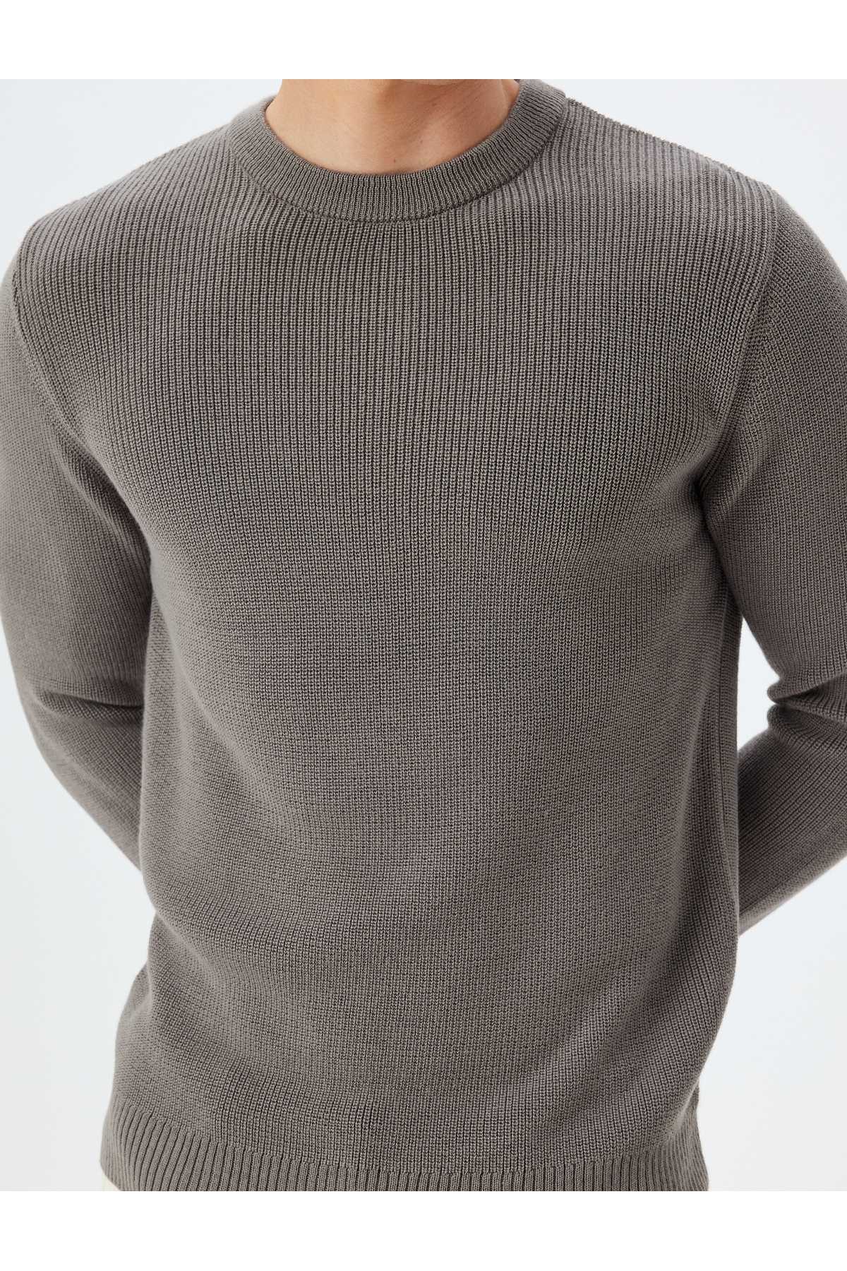 ژاکت بافتنی ترکیبی پشمی یقه آستین بلند