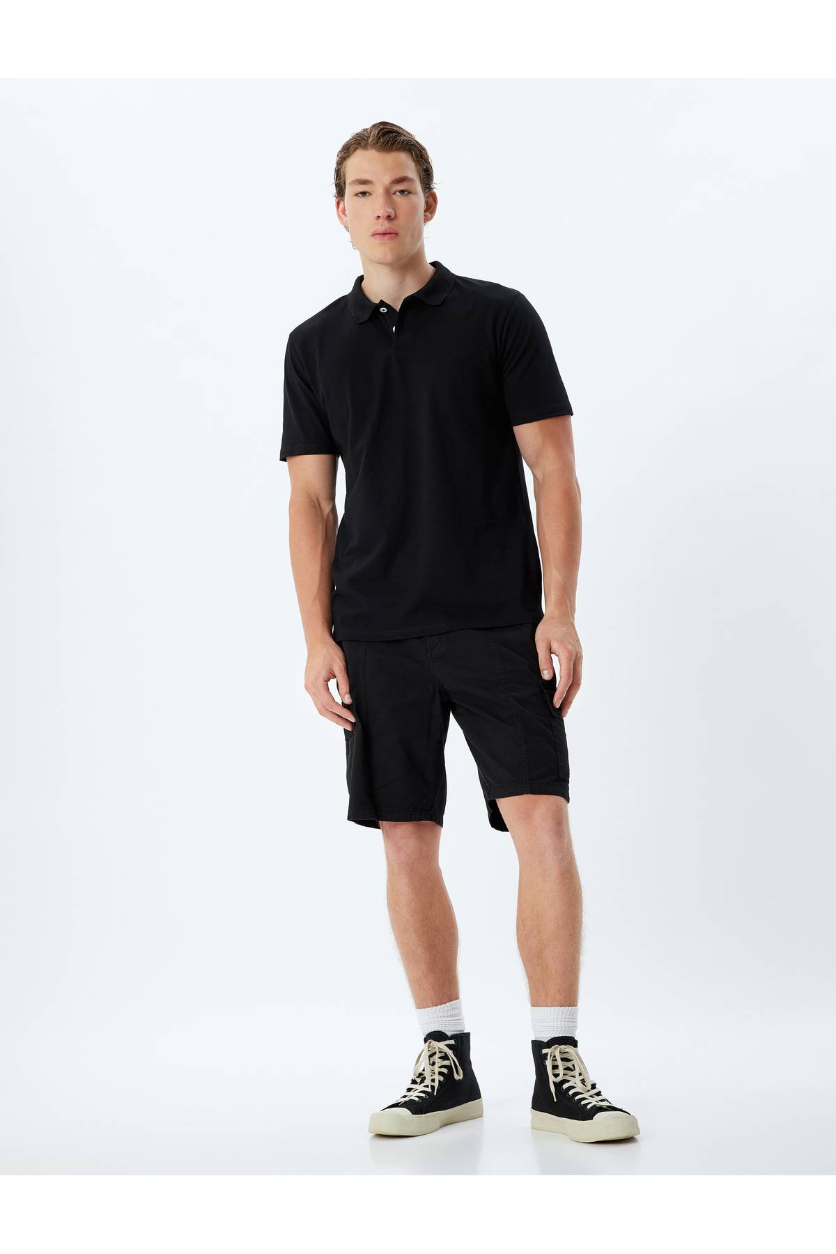 تیشرت اسلیم فیت یقه پولو آستین کوتاه نخی