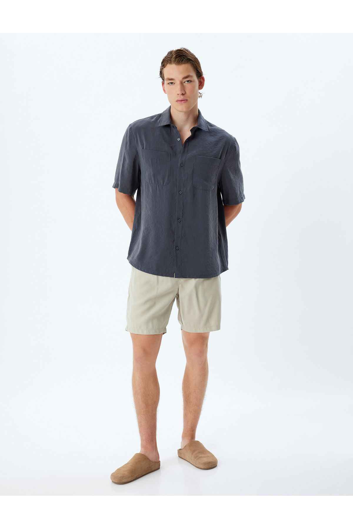 پیراهن پایه آستین کوتاه جیبی