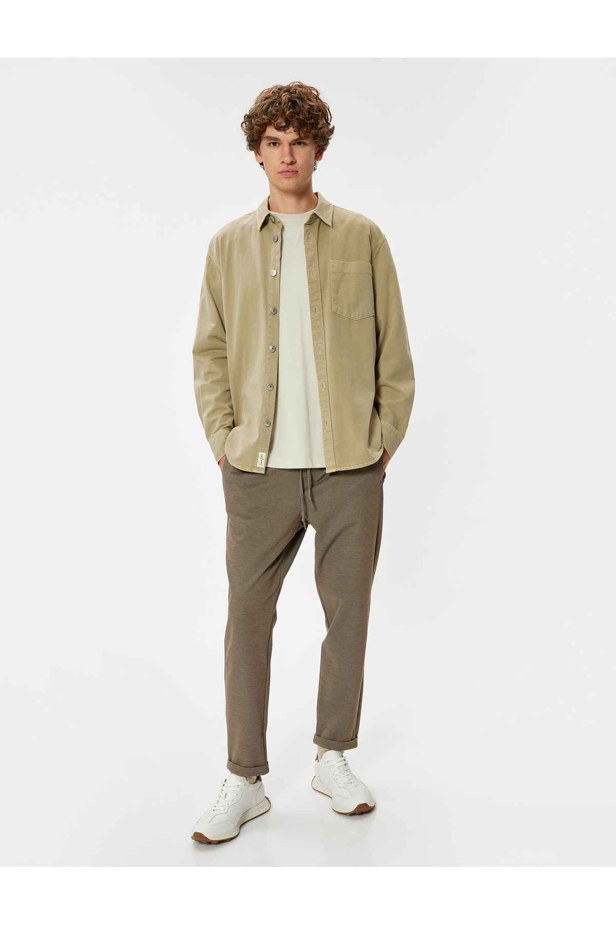 شلوار کمری توری با جزئیات جیب و پاهای تا شده