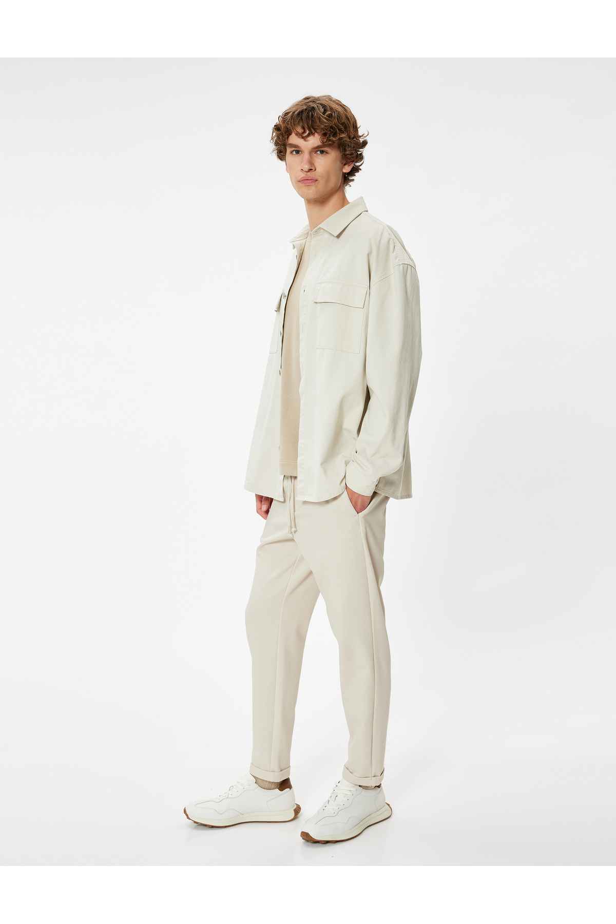 شلوار کمری توری با جزئیات جیب و پاهای تا شده