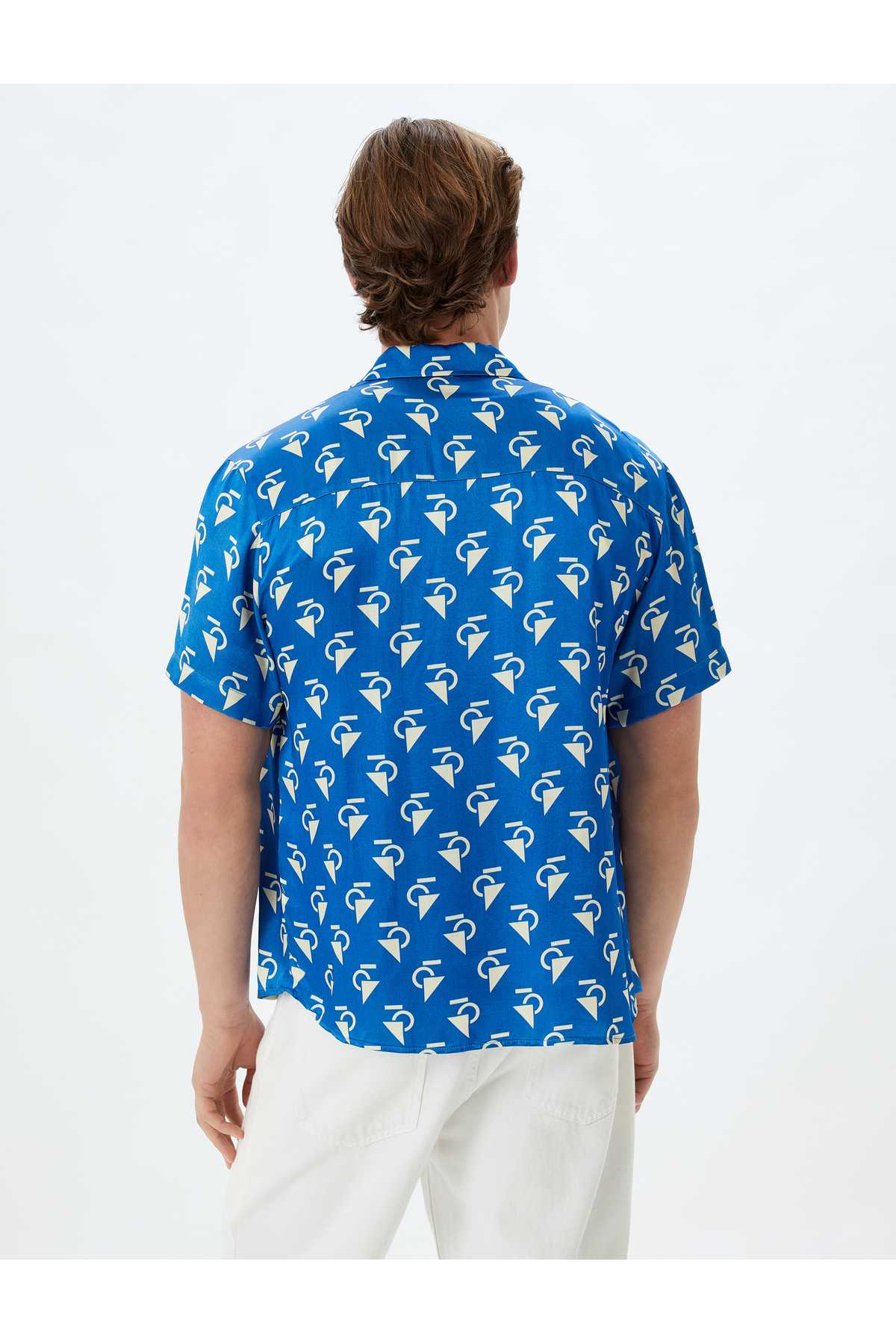 پیراهن آستین کوتاه ویسکوز چاپ هندسی