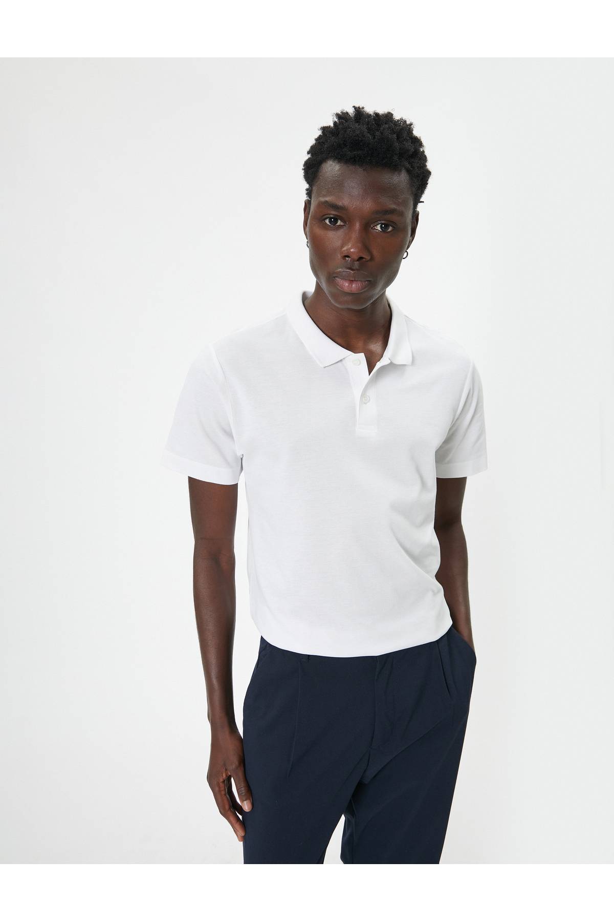 تیشرت اسلیم فیت یقه پولو آستین کوتاه نخی