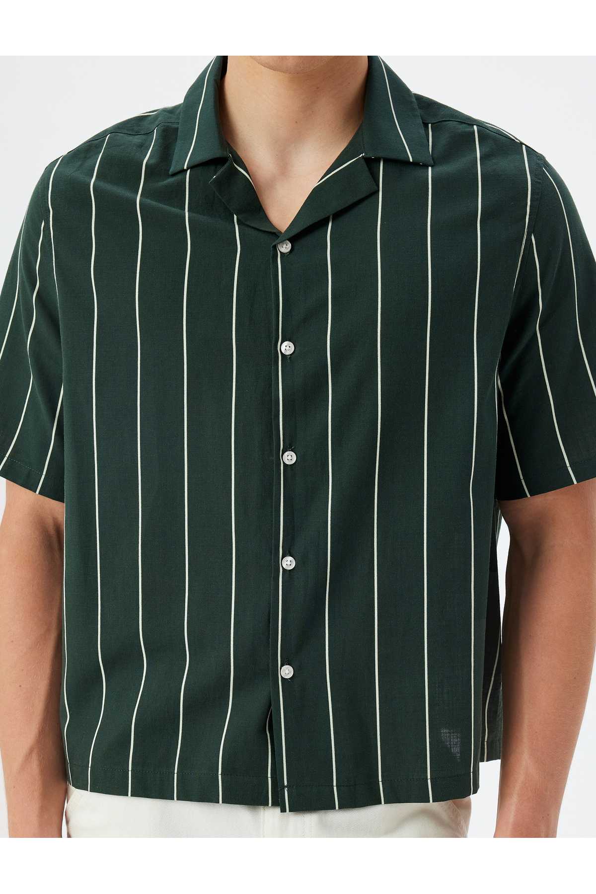 پیراهن آستین کوتاه نخی یقه رو به پایین