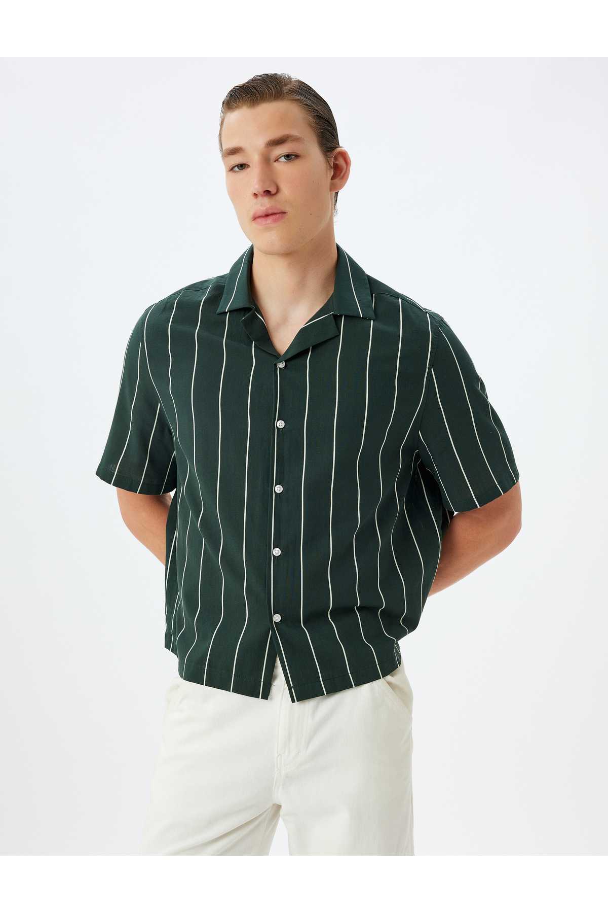 پیراهن آستین کوتاه نخی یقه رو به پایین