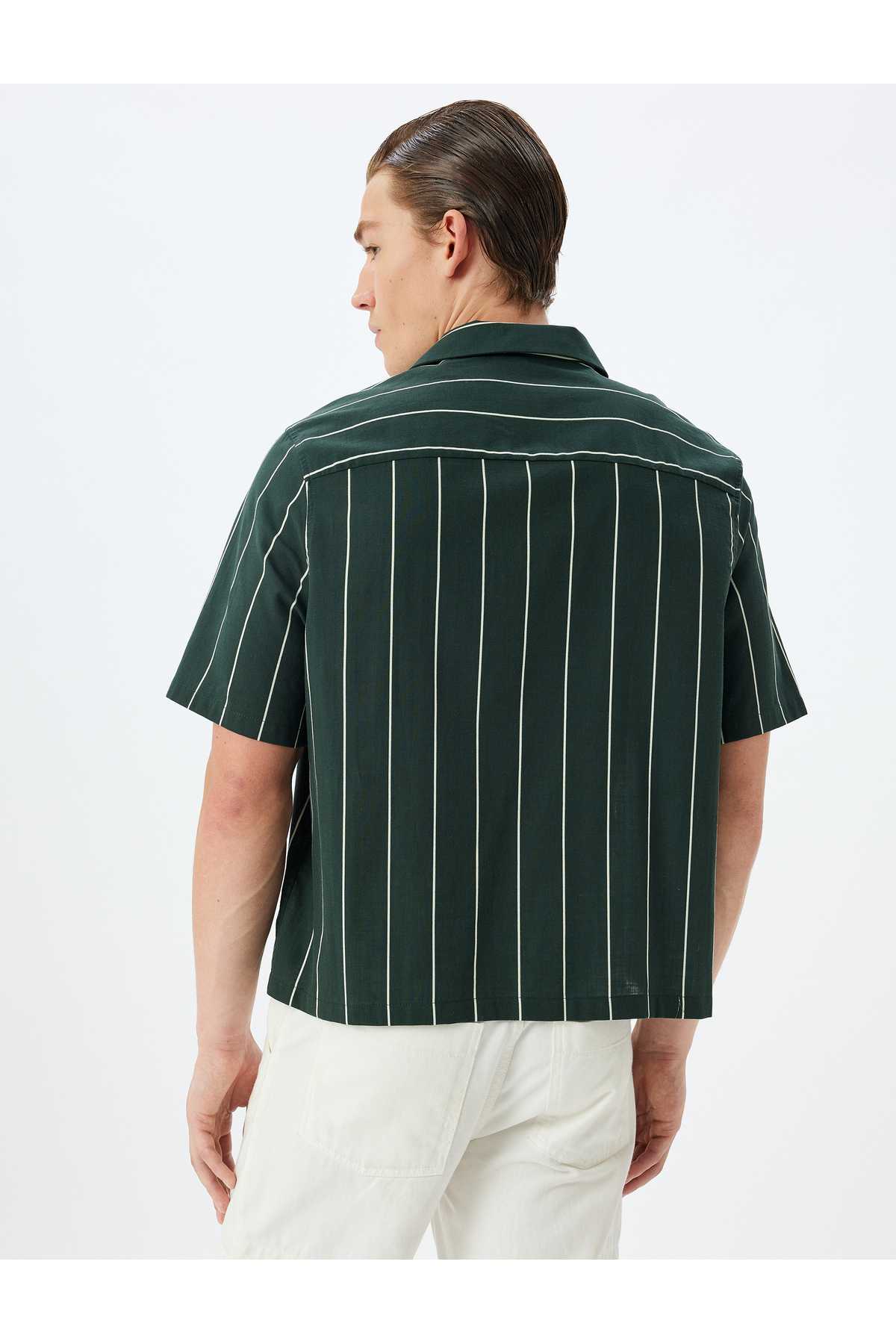 پیراهن آستین کوتاه نخی یقه رو به پایین