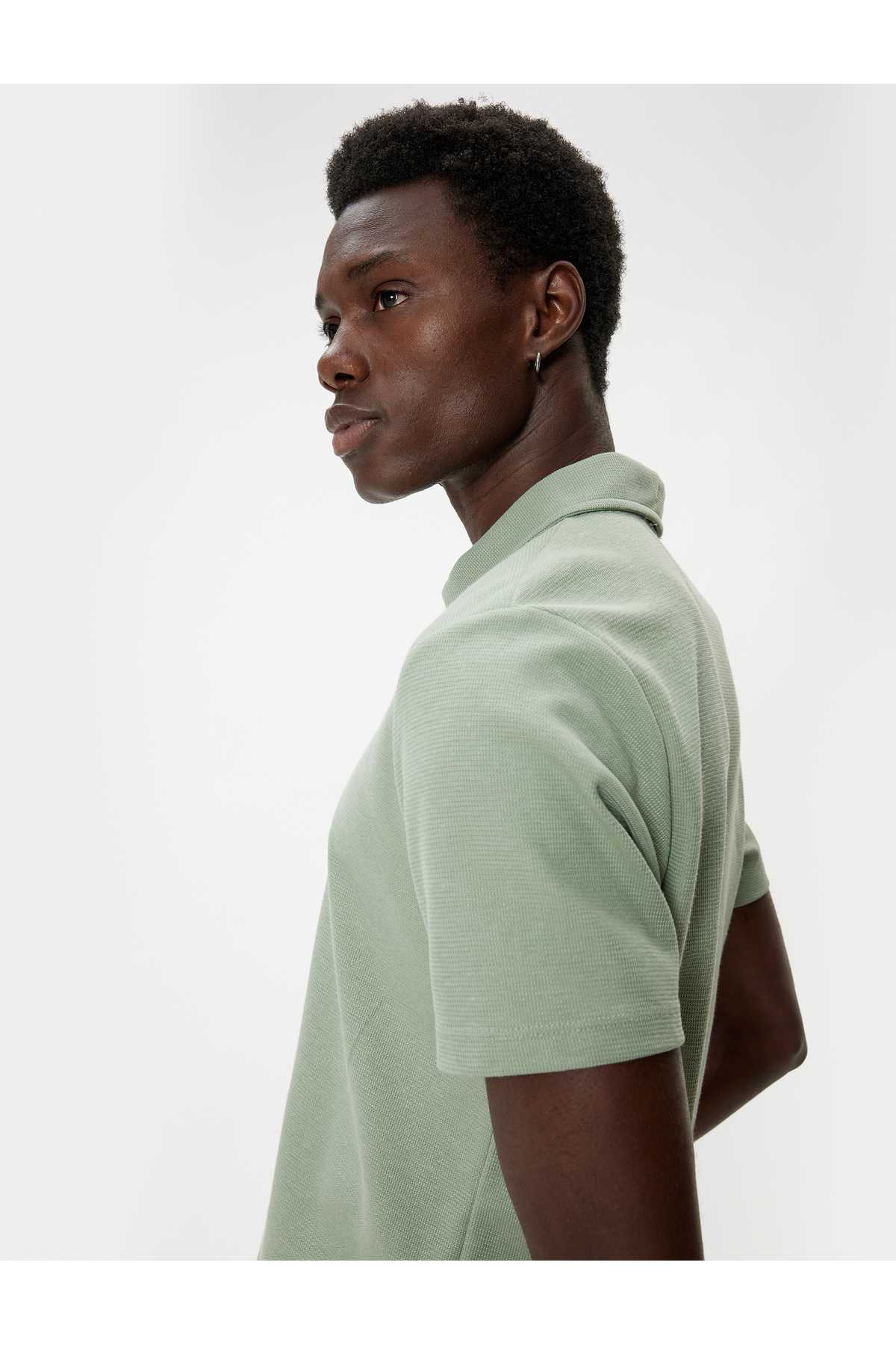تیشرت یقه پولو اسلیم مناسب آستین کوتاه پنبه ای