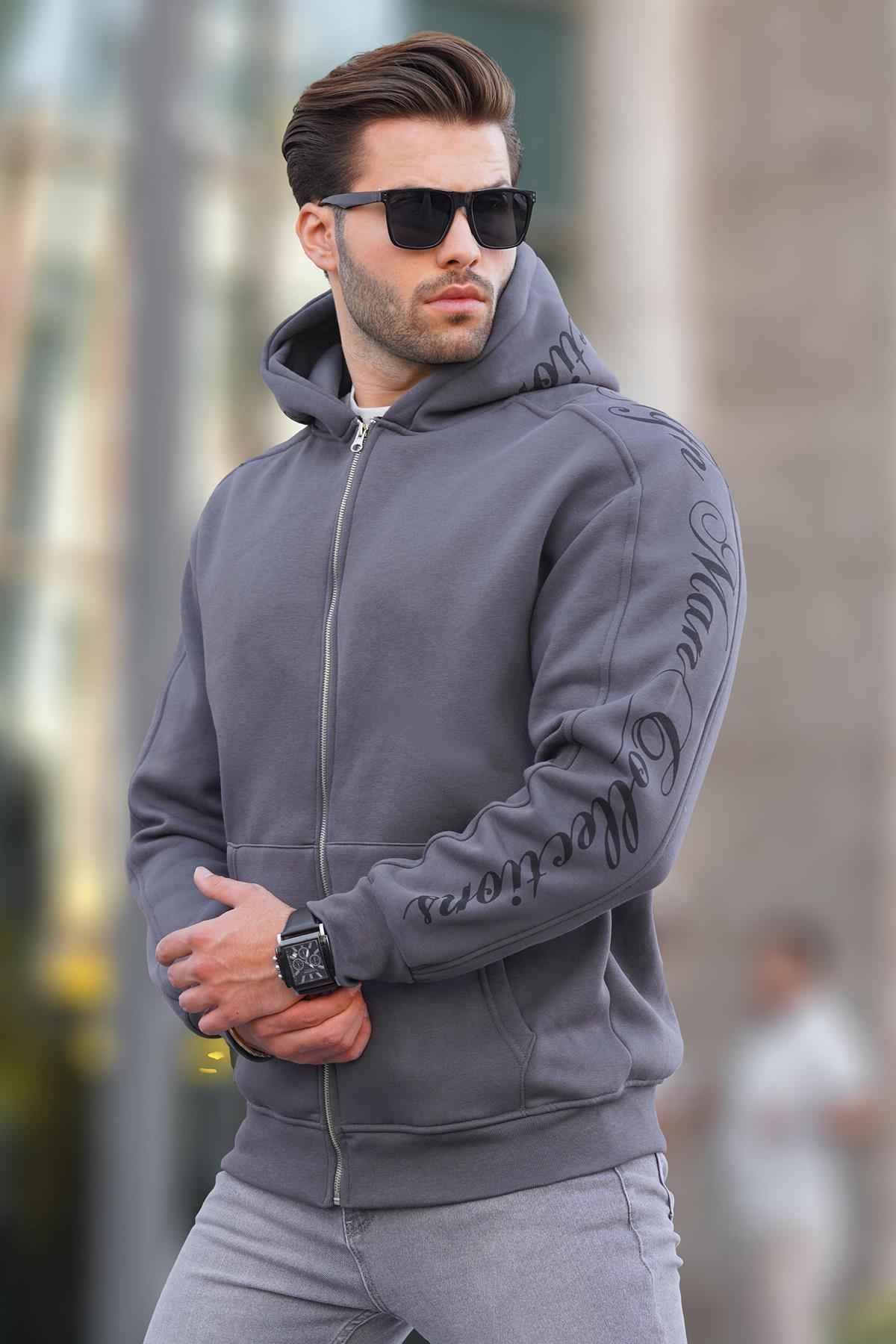 ژاکت مردانه رزگلد چاپ قهوه ای تلخ