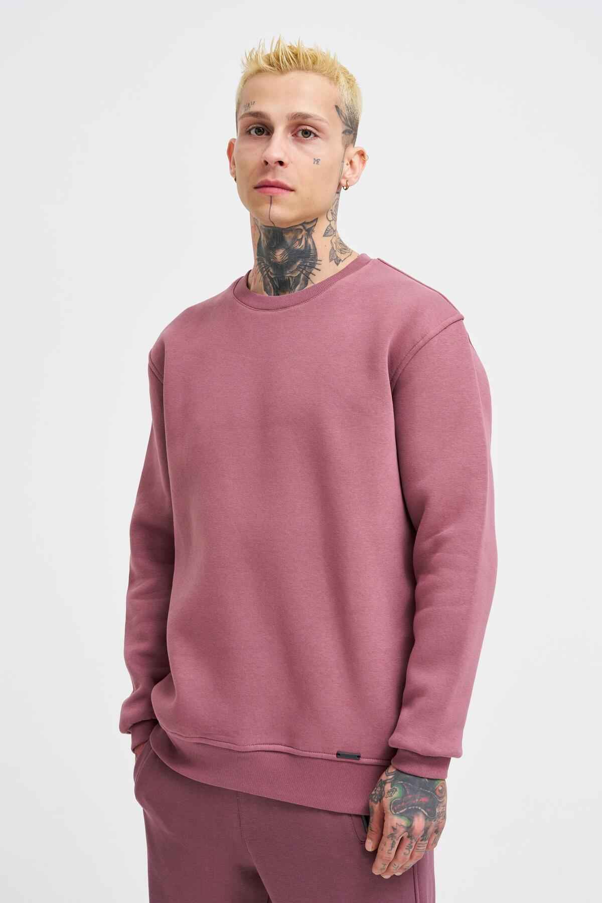 سویشرت مردانه یقه خدمه معمولی خاکستری روشن