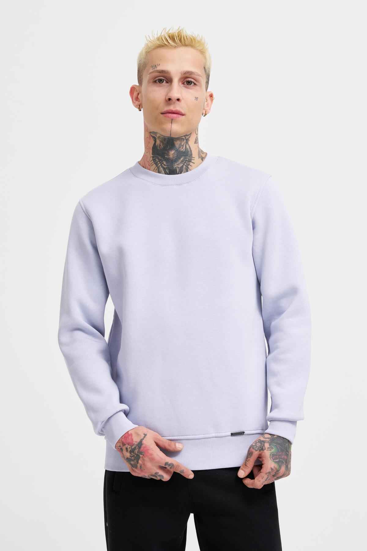 سویشرت مردانه یقه خدمه معمولی خاکستری روشن