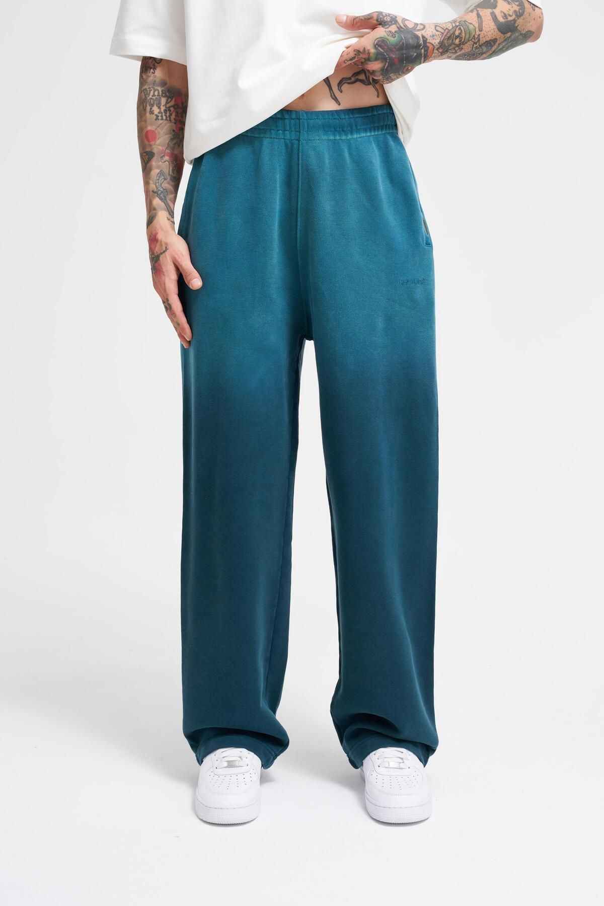 شلوار گرمکن آبی گشاد گشاد مردانه Grandient Washed