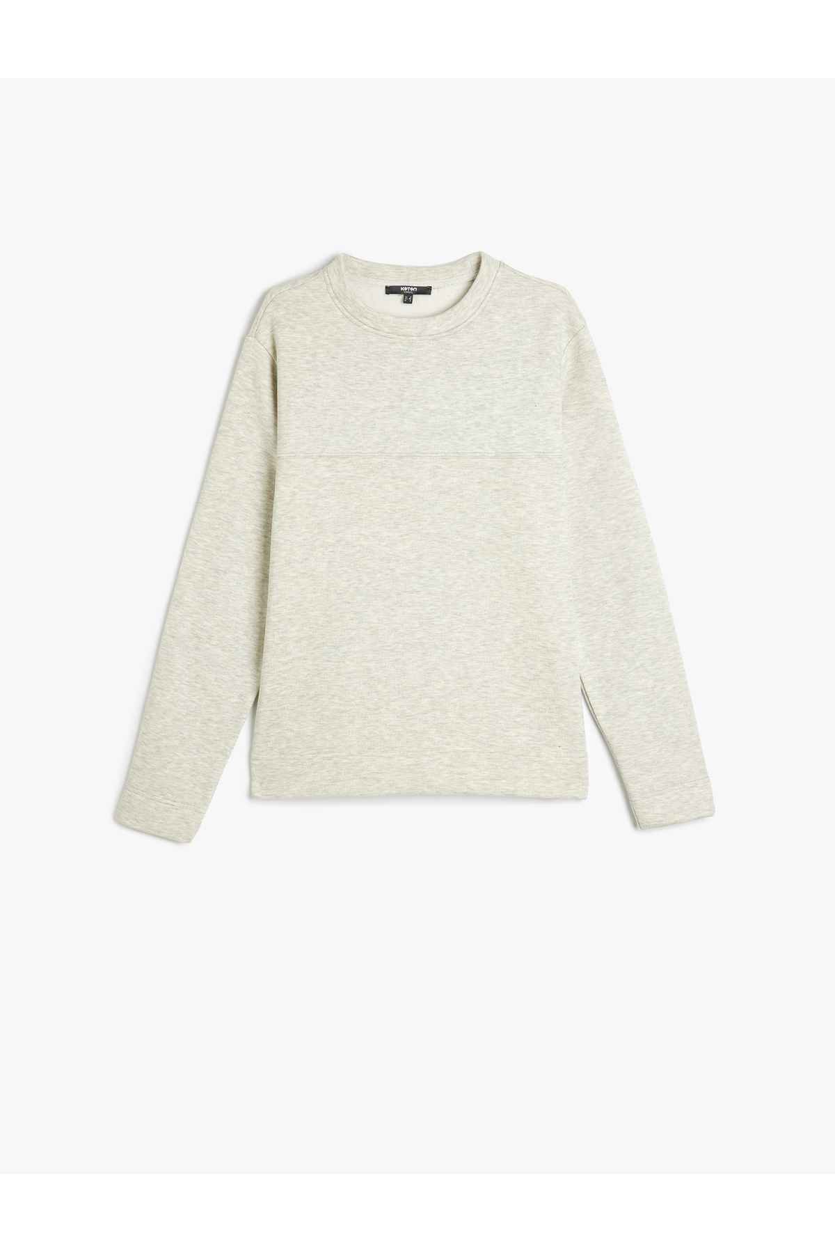 سویشرت پایه یقه خدمه با جزئیات دوخت و پنبه برجسته