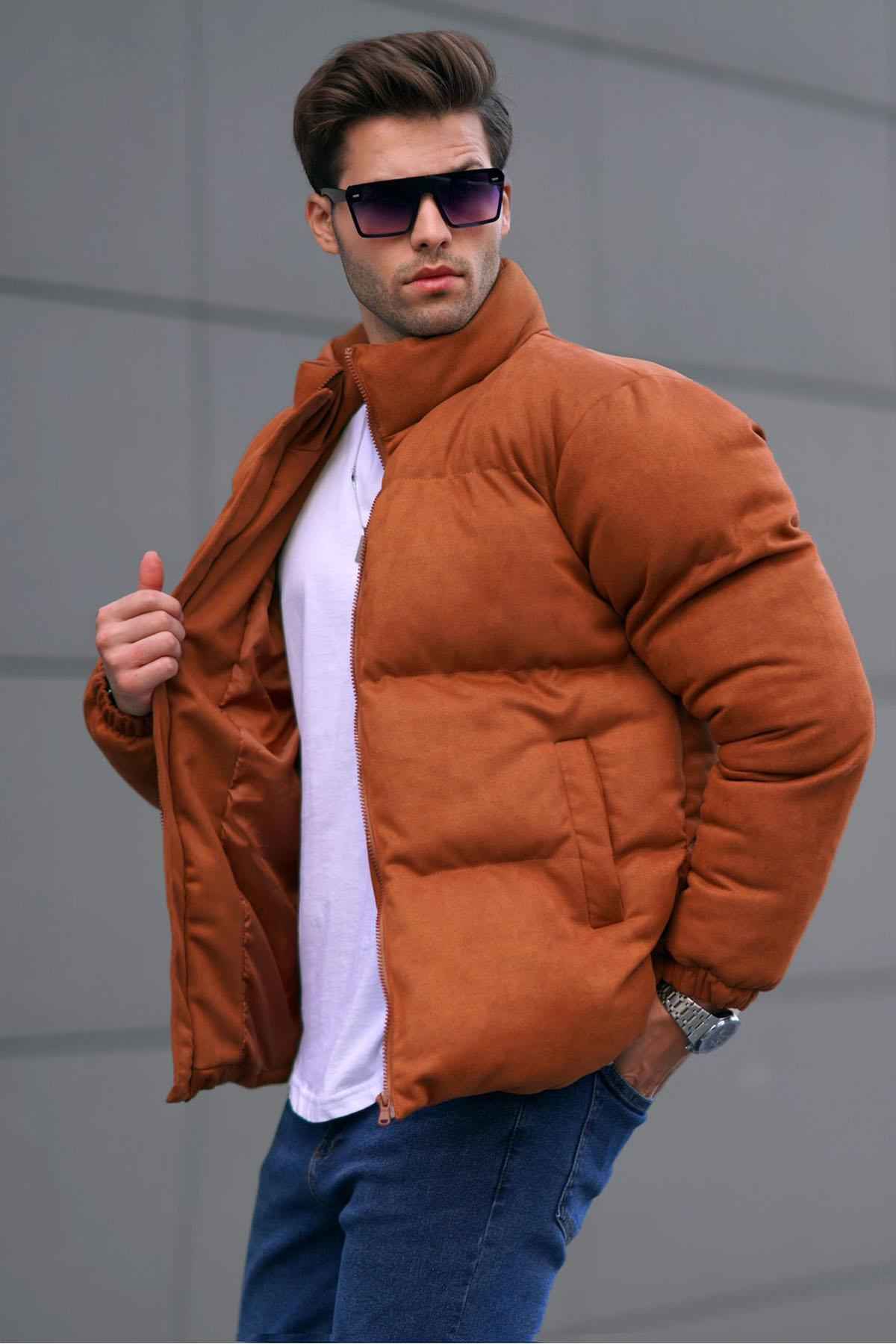 کاپشن پف دار مردانه قهوه ای Nubuck