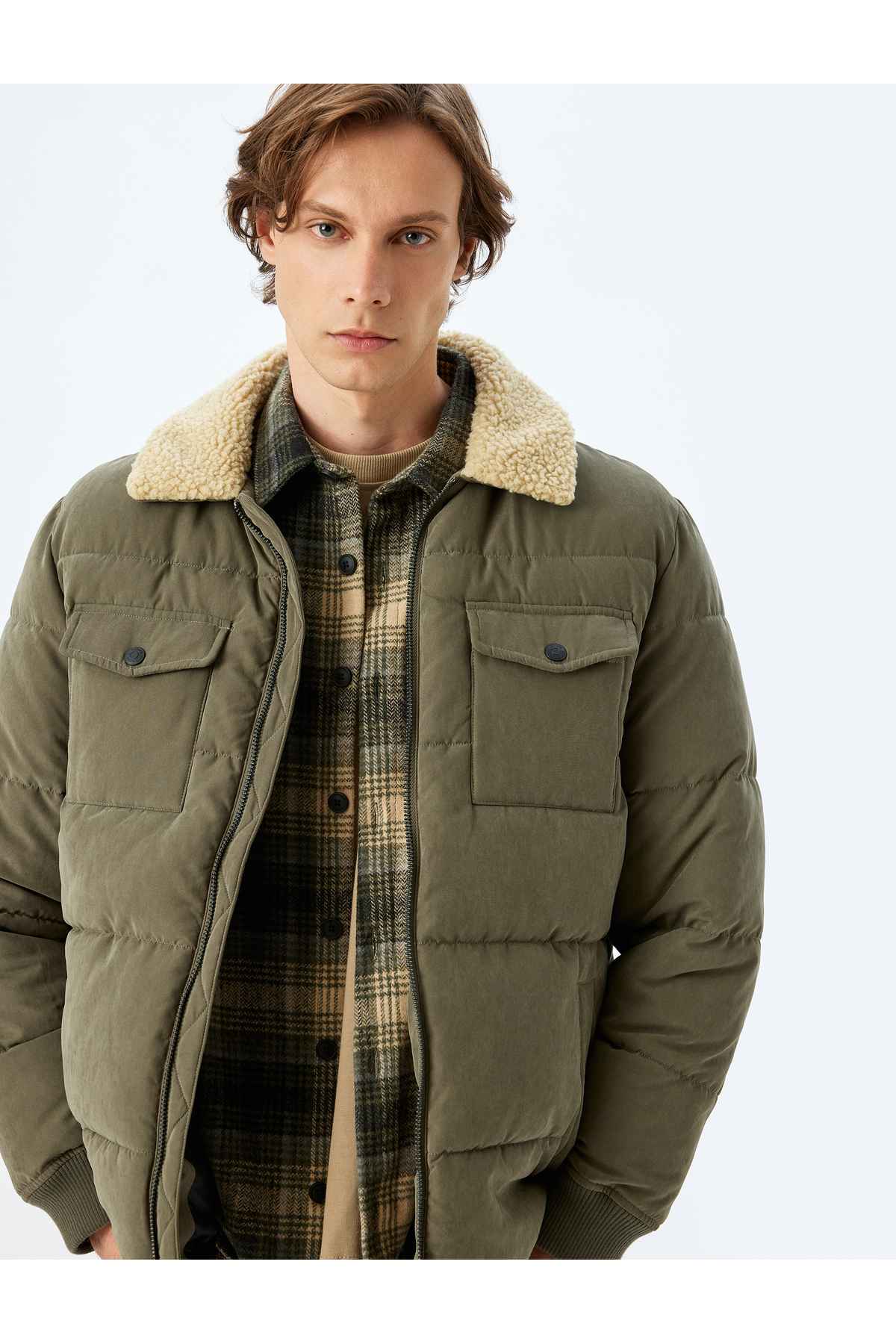 یقه مخمل خواب دار کتانی بادی با زیپ دقیق