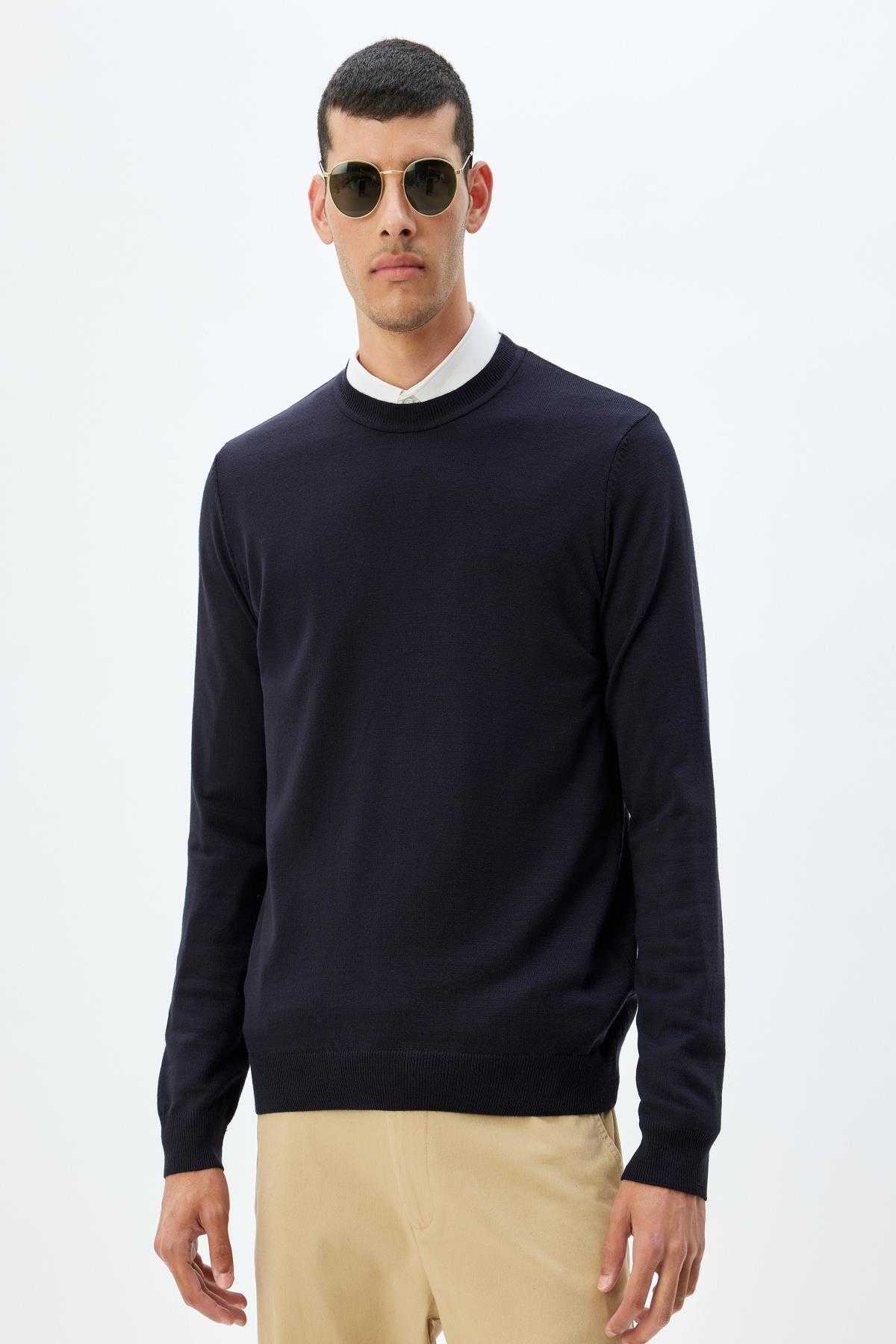 ژاکت بافتنی پایه آستین بلند یقه خدمه